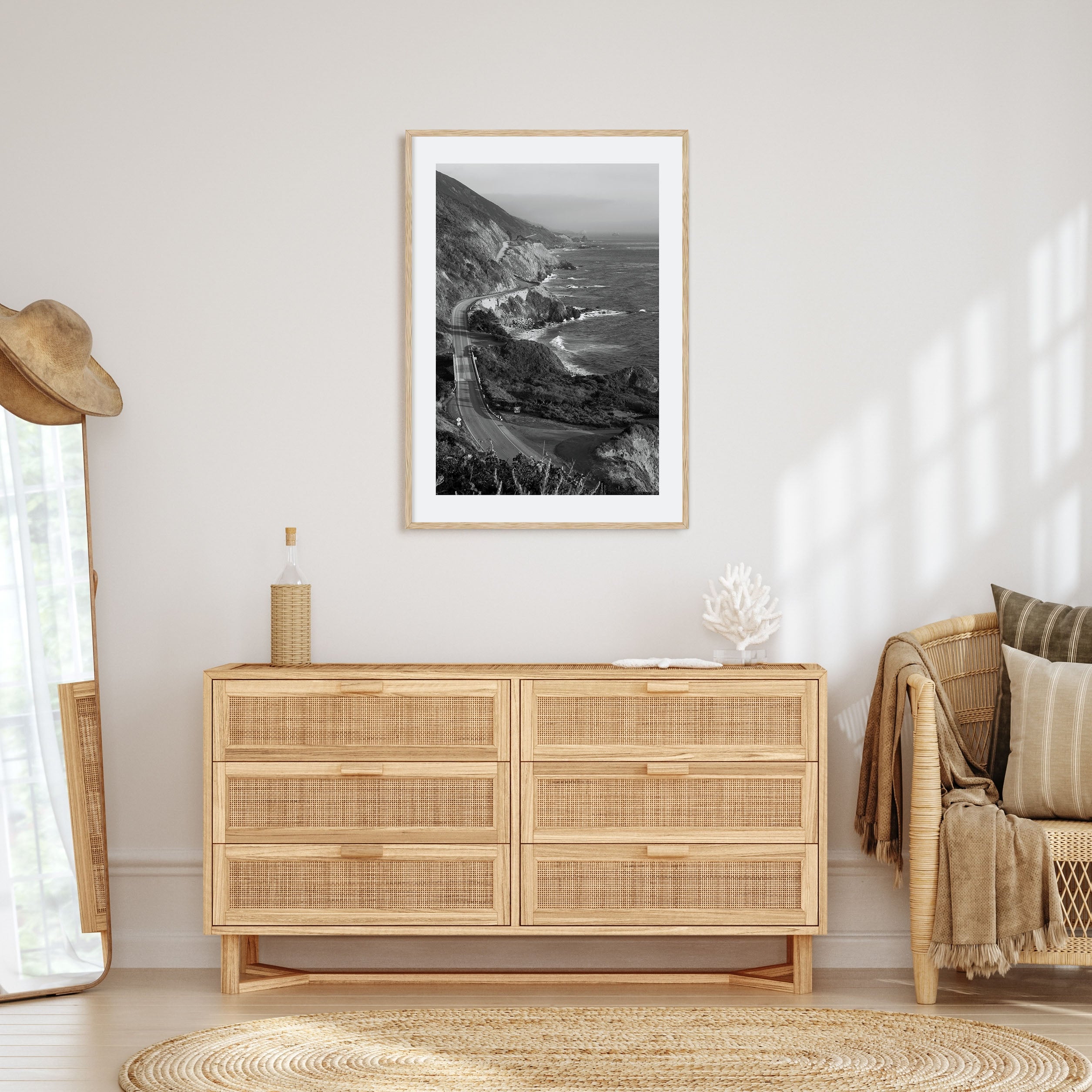 Pacific Coast Highway Photo B&W Poster