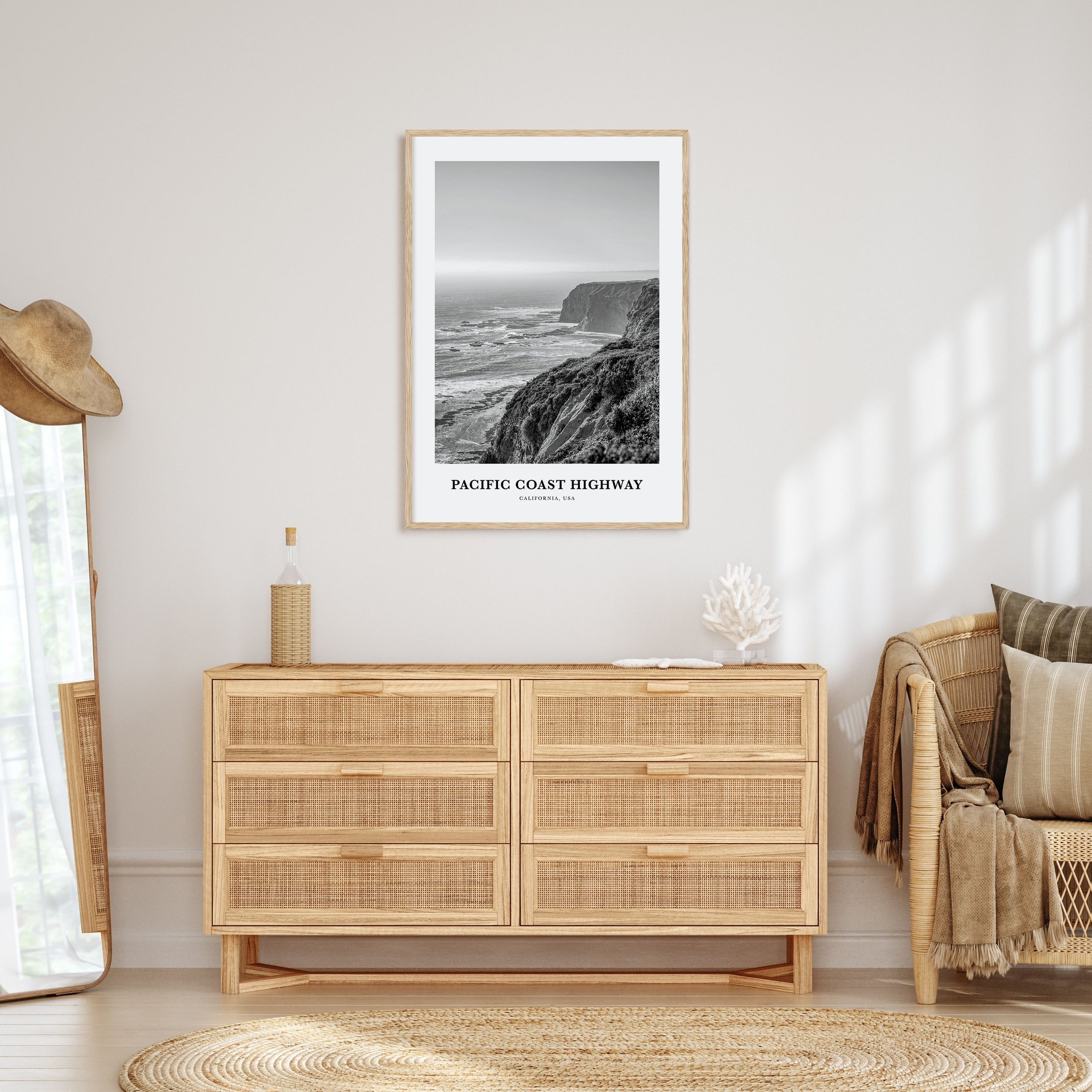 Pacific Coast Highway Portrait B&W Poster