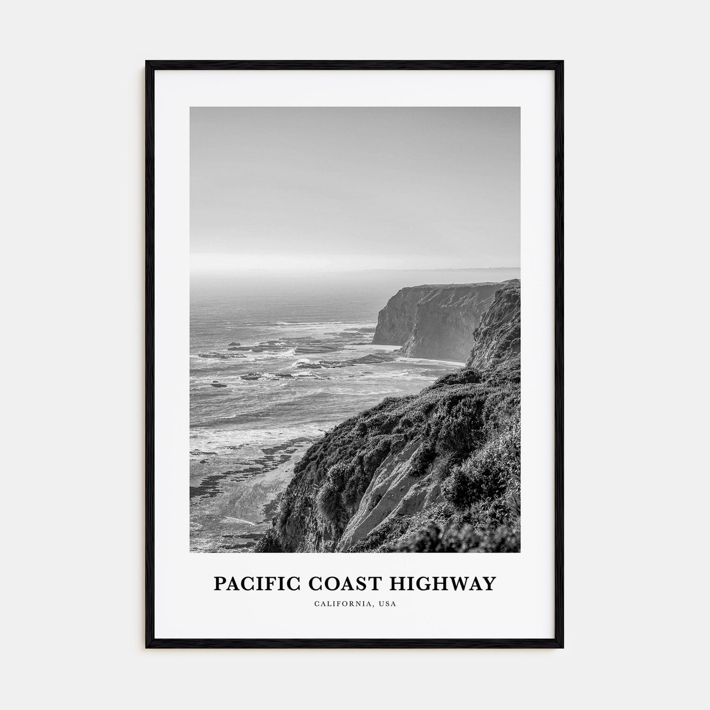 Pacific Coast Highway Portrait B&W Poster