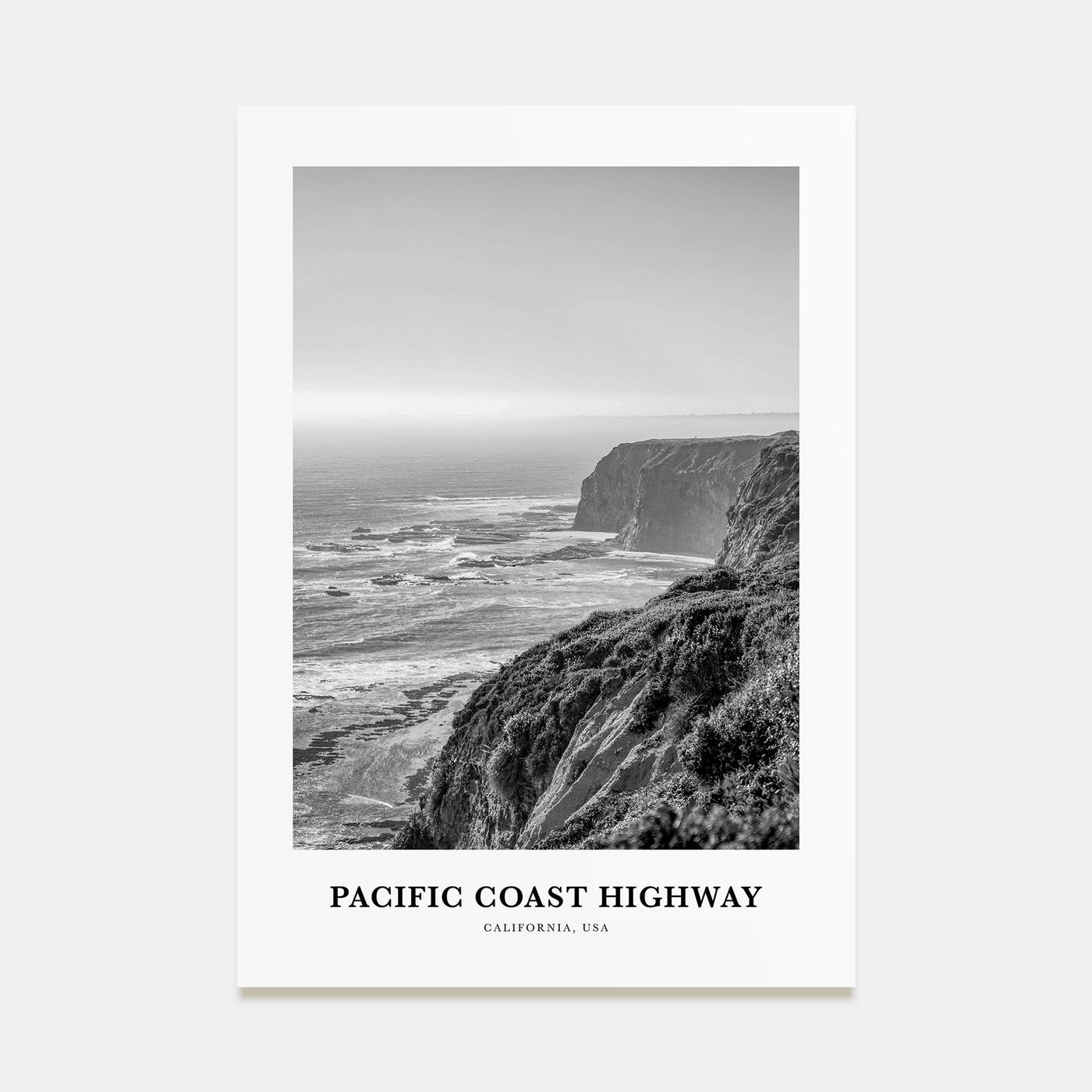 Pacific Coast Highway Portrait B&W Poster
