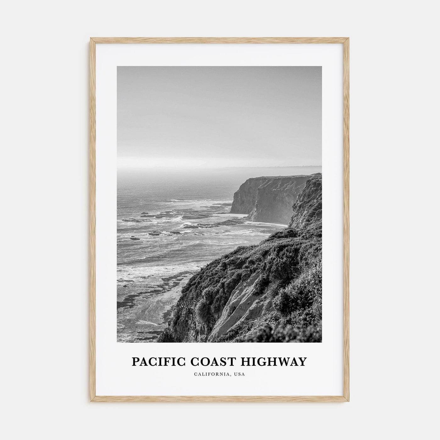 Pacific Coast Highway Portrait B&W Poster