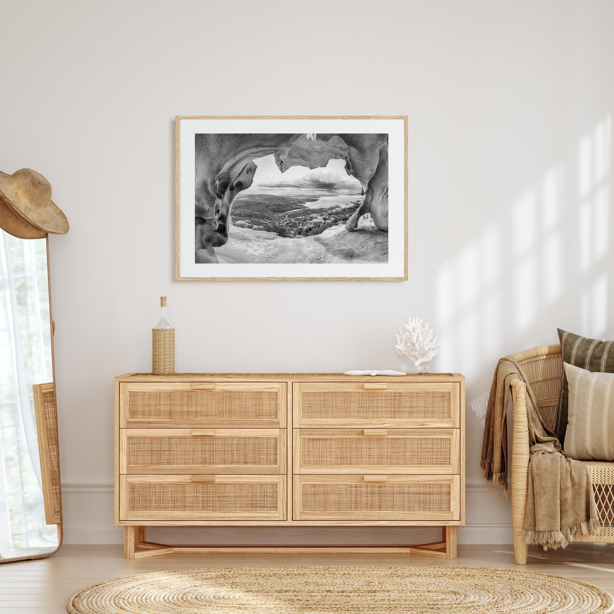 Palau, Italy Landscape B&W Poster