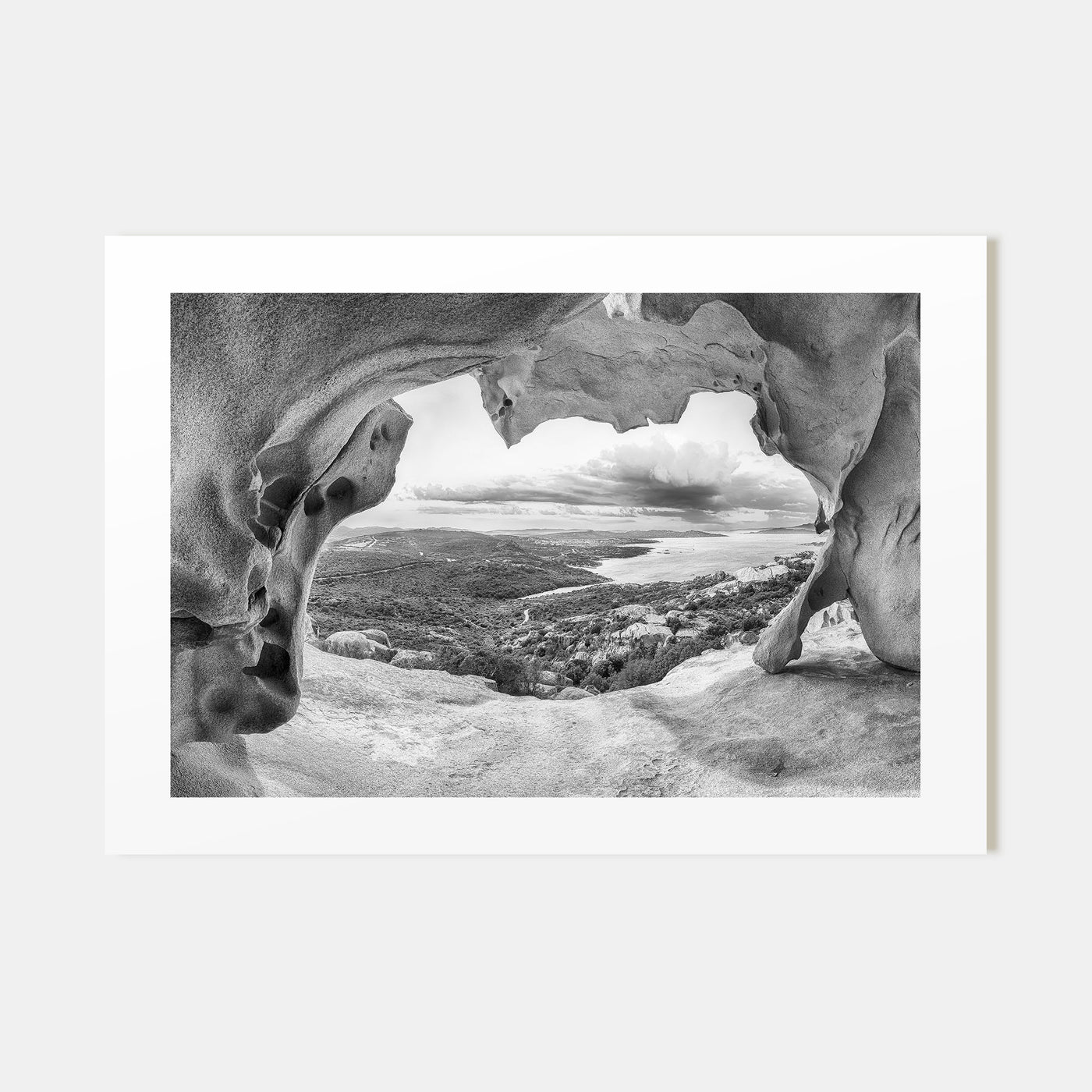 Palau, Italy Landscape B&W Poster