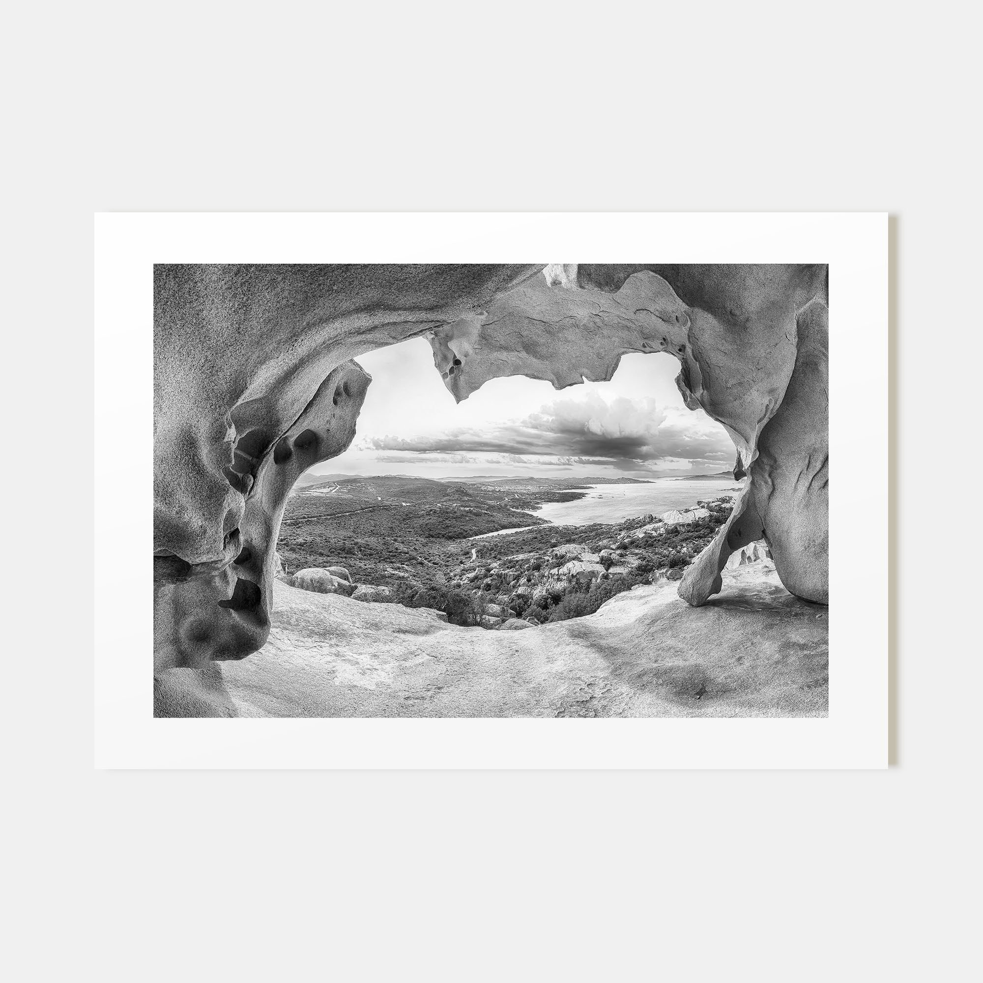 Palau, Italy Landscape B&W Poster