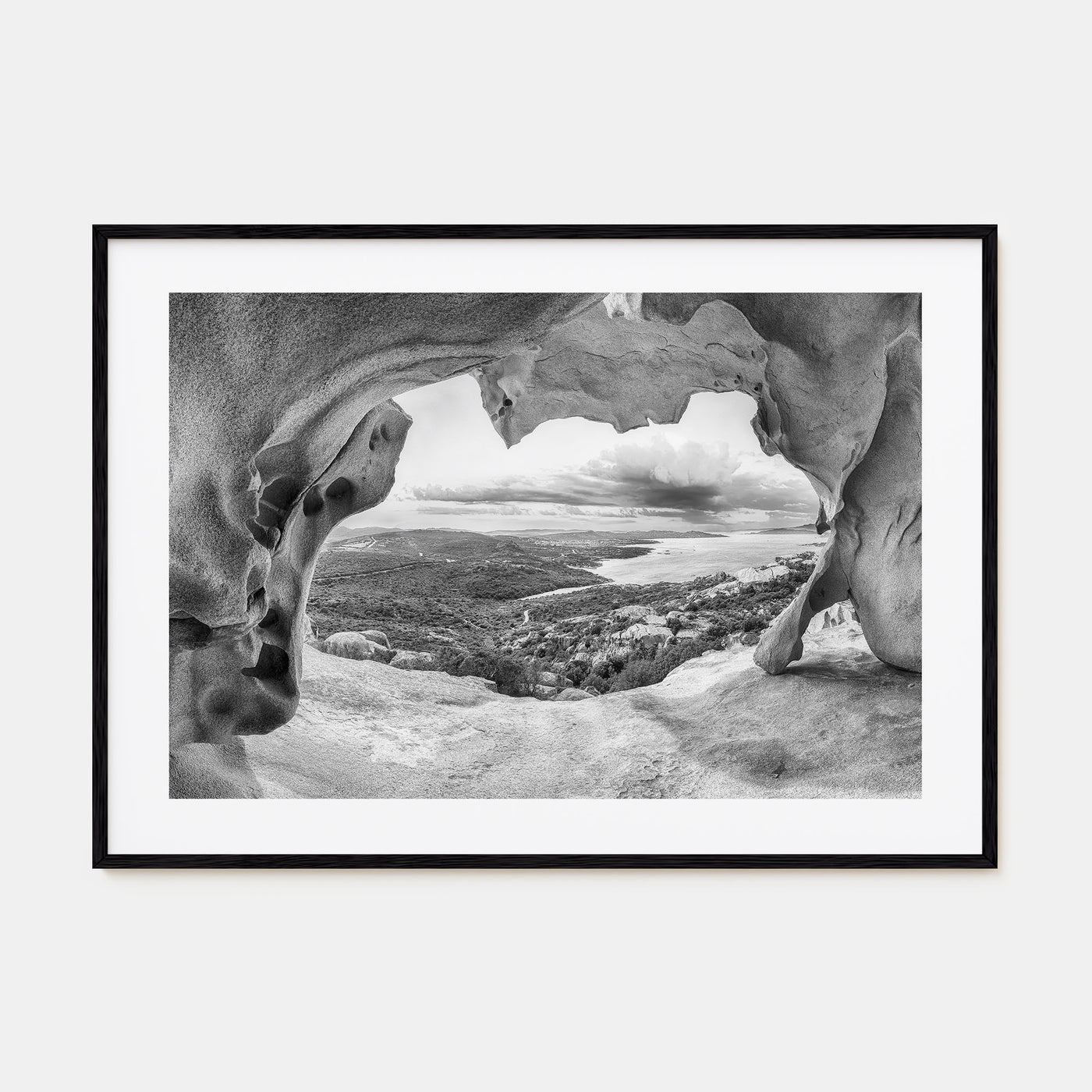 Palau, Italy Landscape B&W Poster