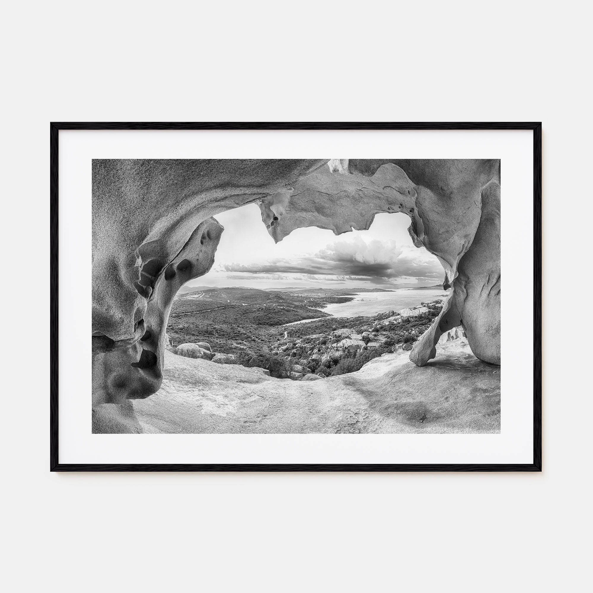 Palau, Italy Landscape B&W Poster