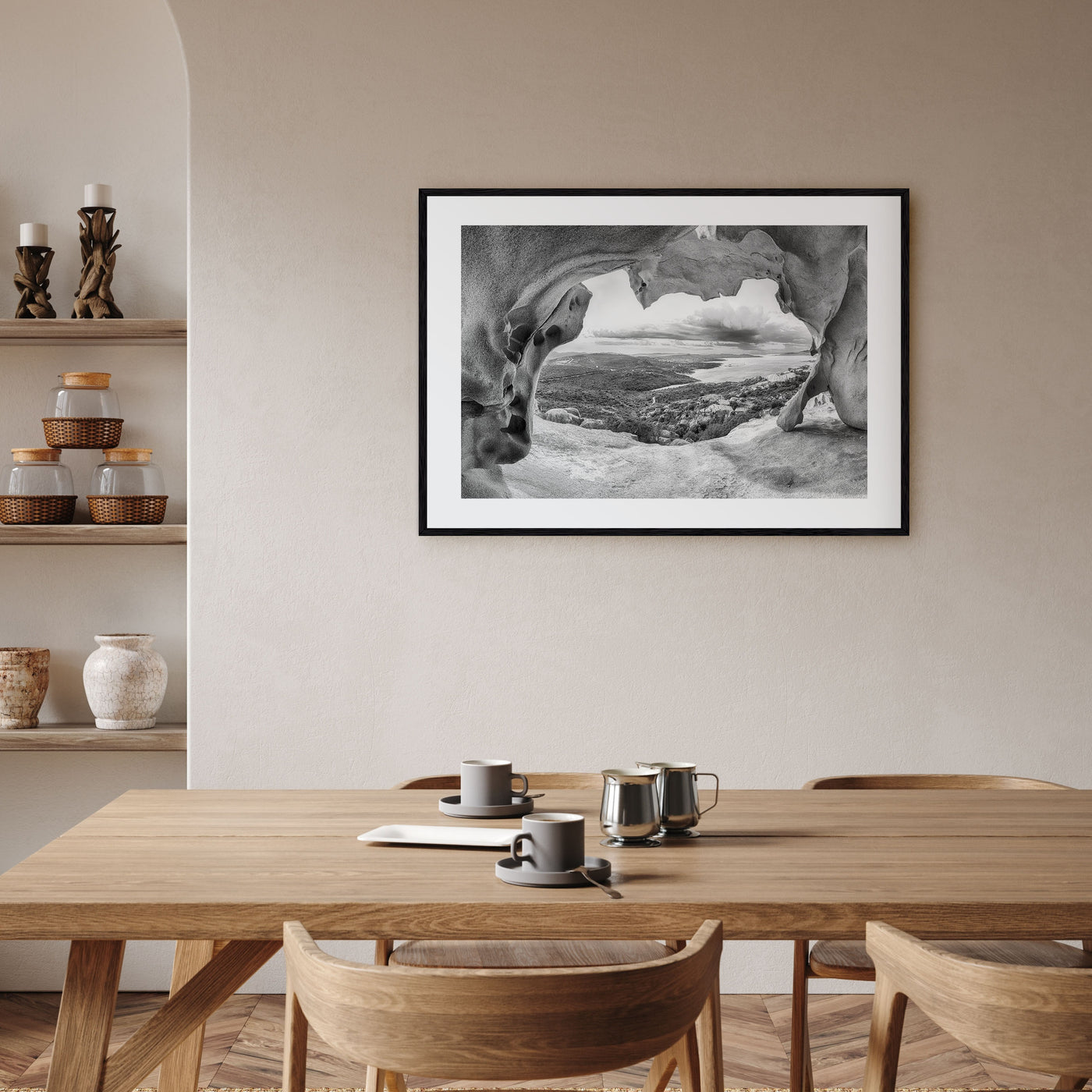 Palau, Italy Landscape B&W Poster