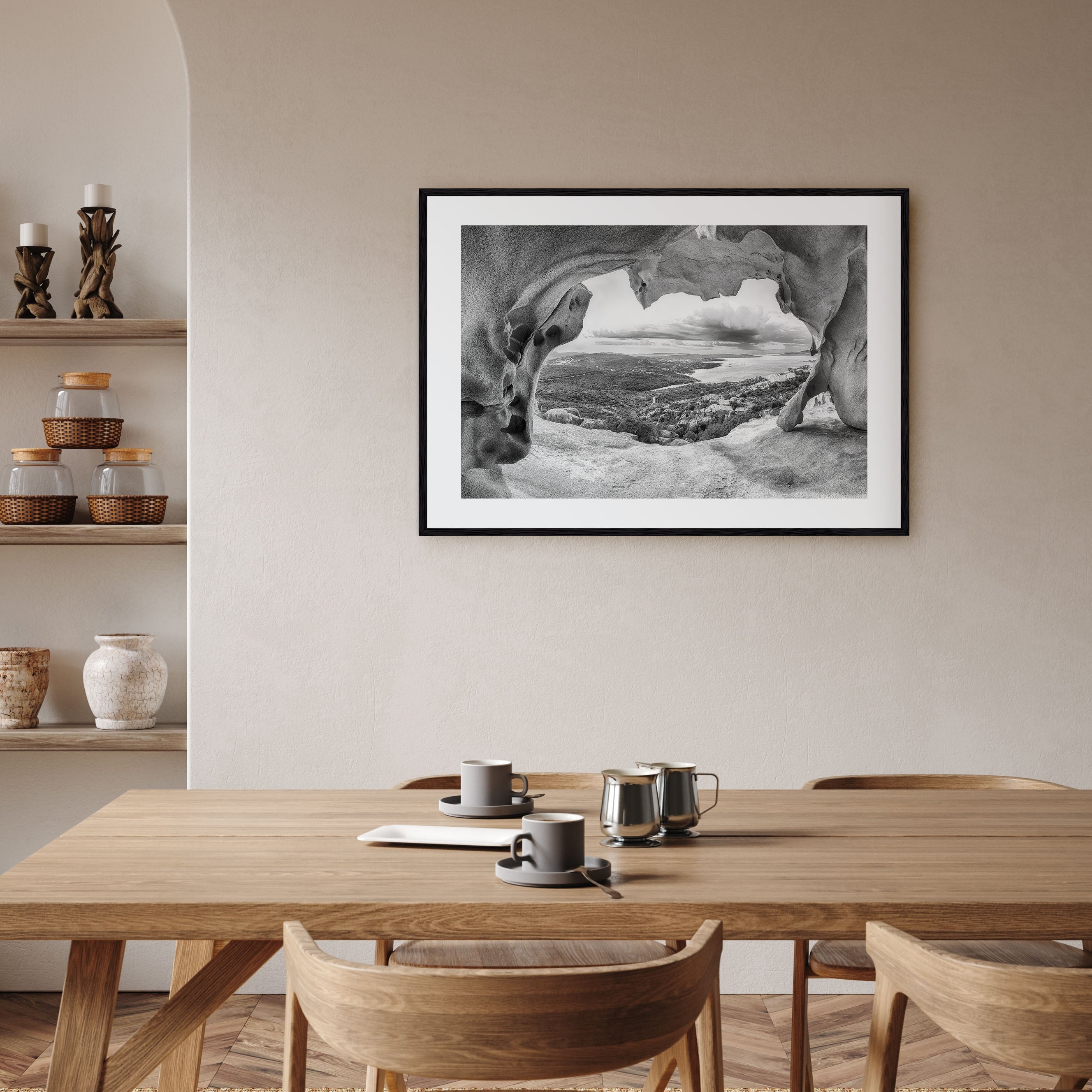 Palau, Italy Landscape B&W Poster