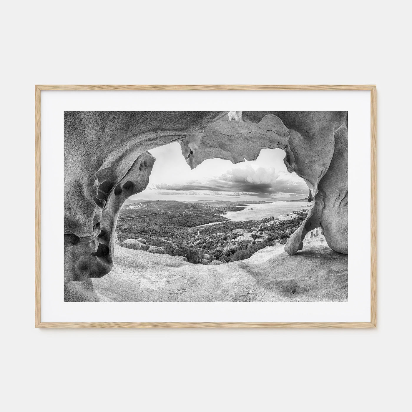 Palau, Italy Landscape B&W Poster