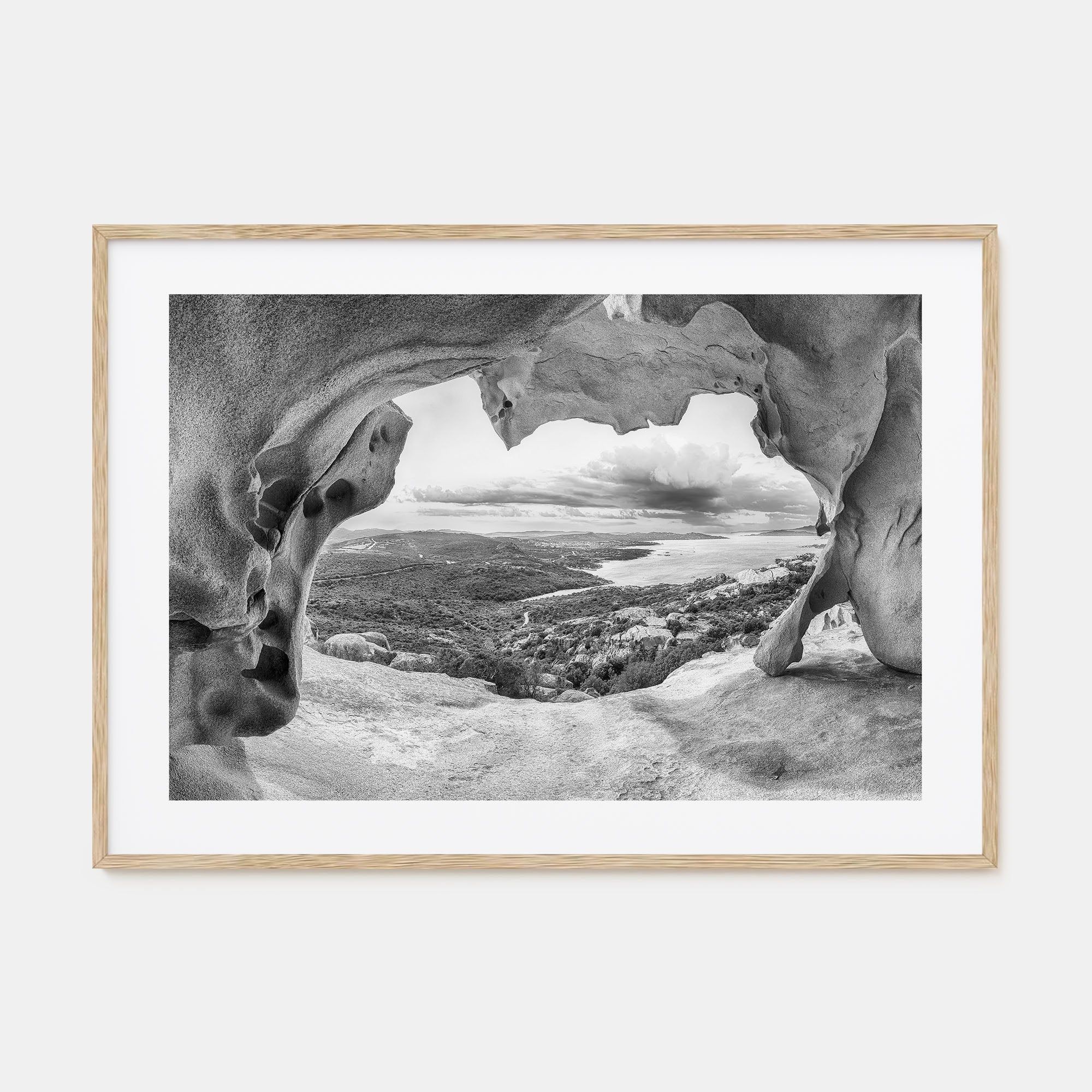 Palau, Italy Landscape B&W Poster