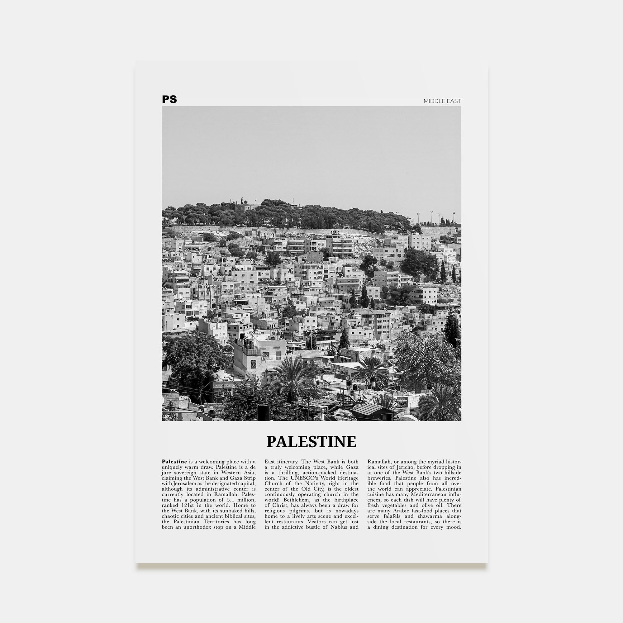 Palestine Travel B&W No 1 Poster