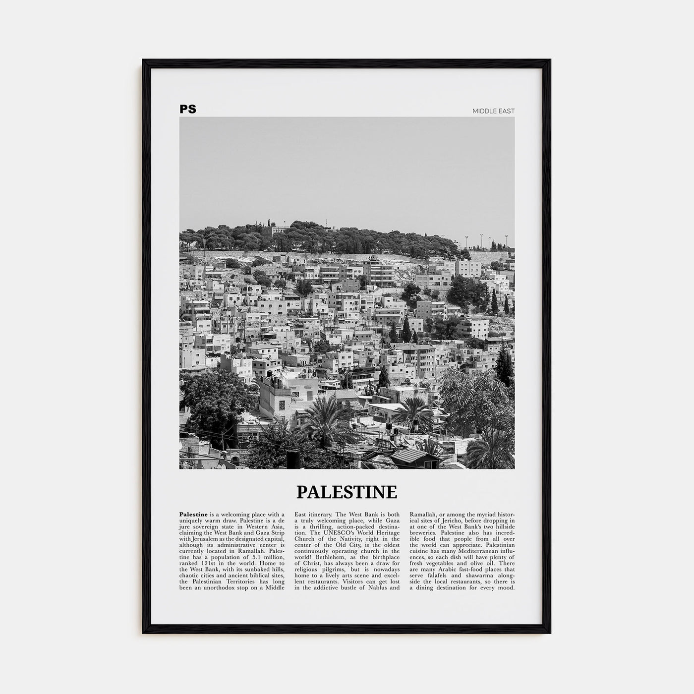 Palestine Travel B&W No 1 Poster