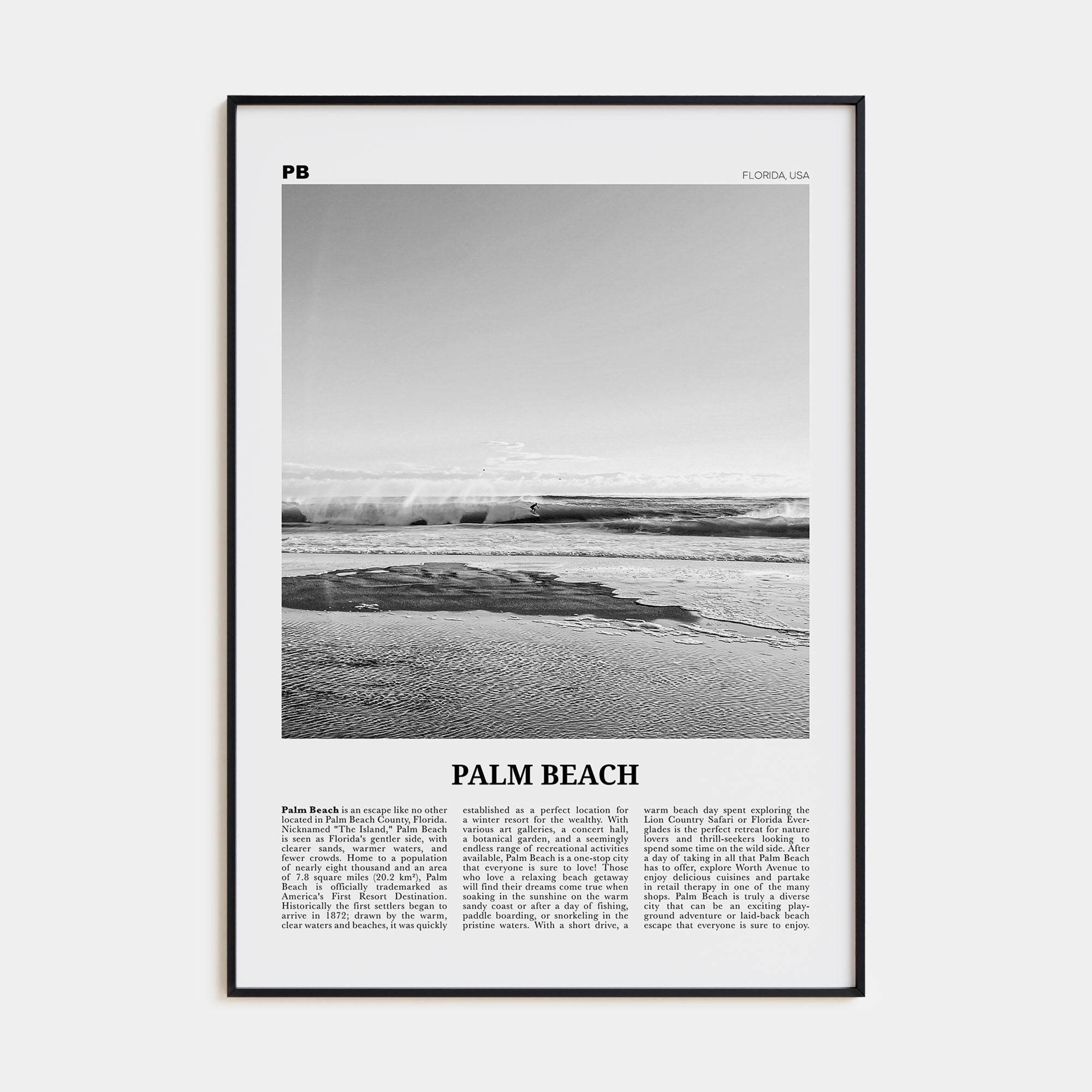 Palm Beach, Florida Travel B&W Poster