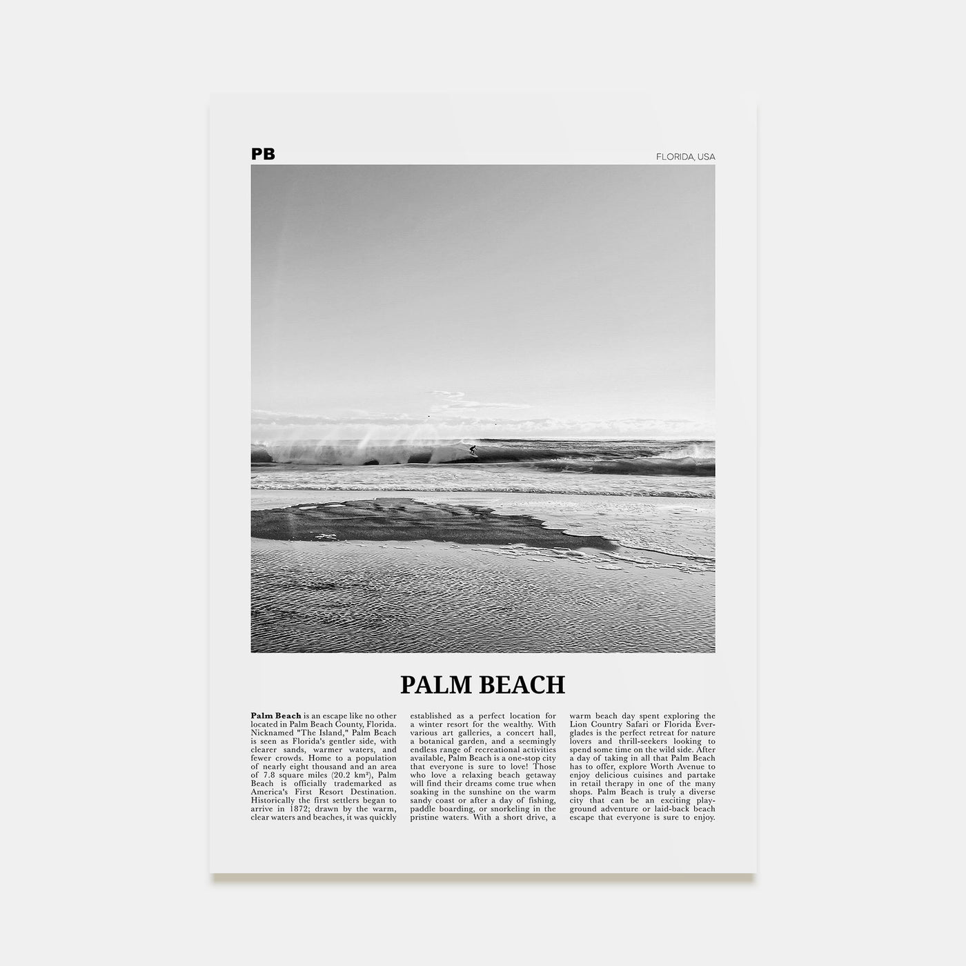 Palm Beach, Florida Travel B&W Poster