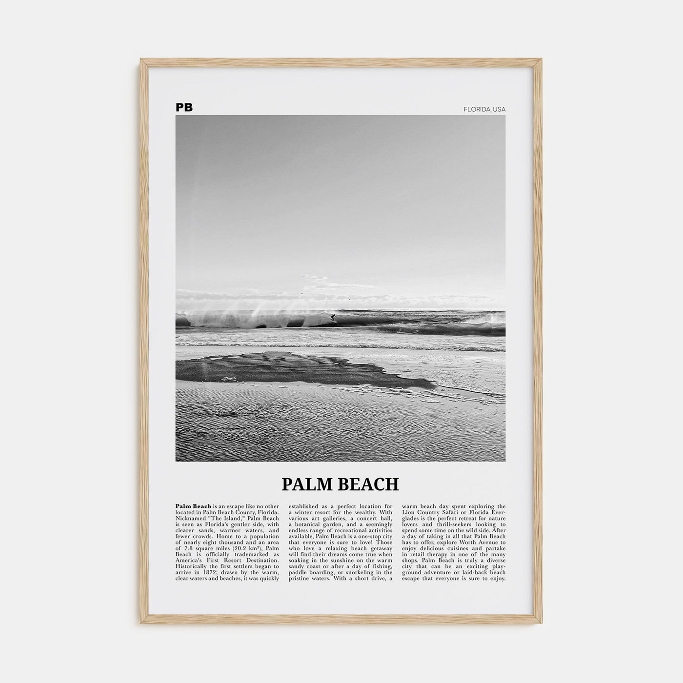 Palm Beach, Florida Travel B&W Poster