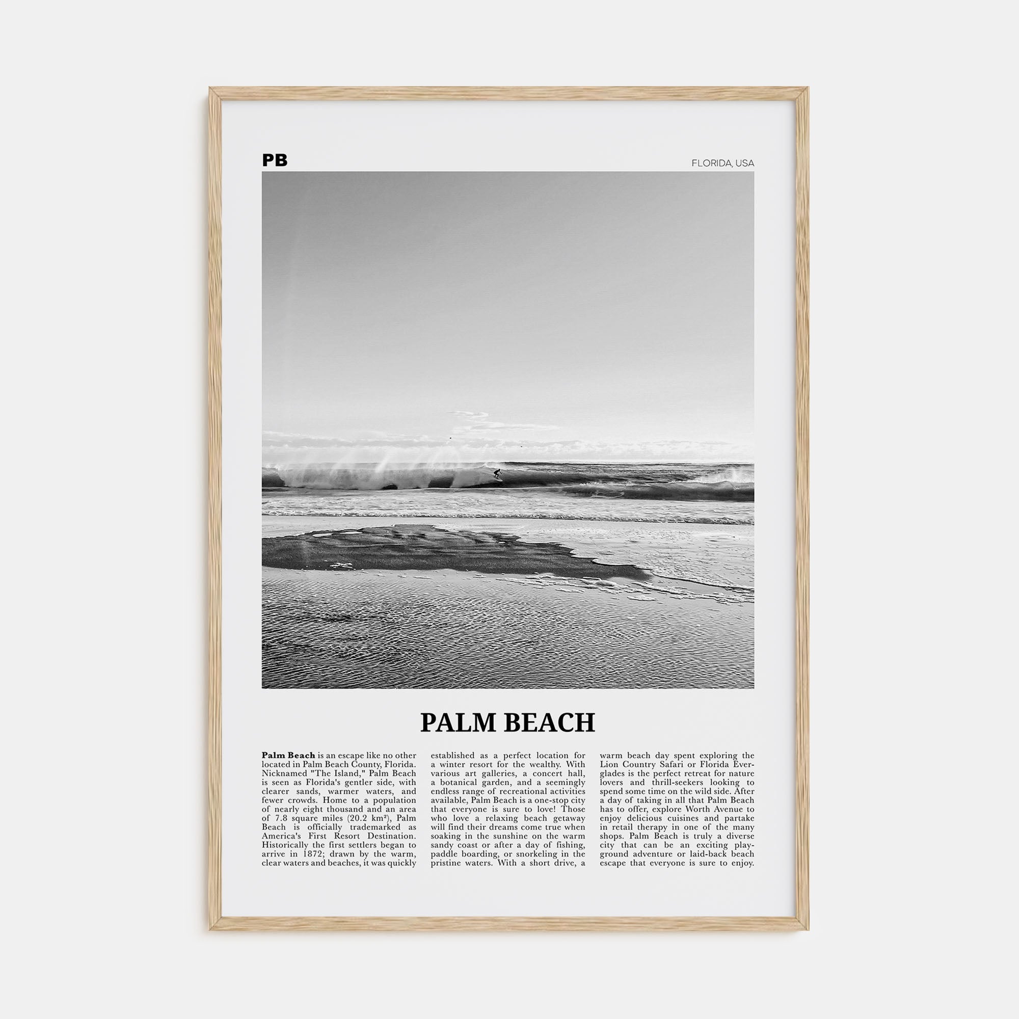 Palm Beach, Florida Travel B&W Poster