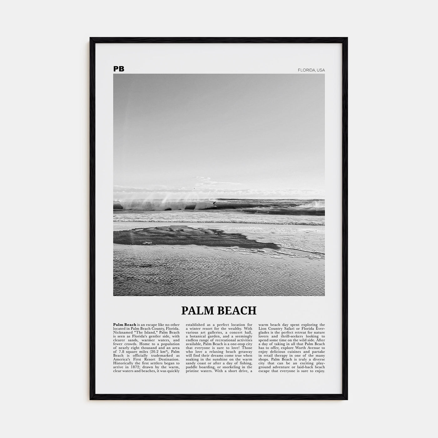 Palm Beach, Florida Travel B&W Poster