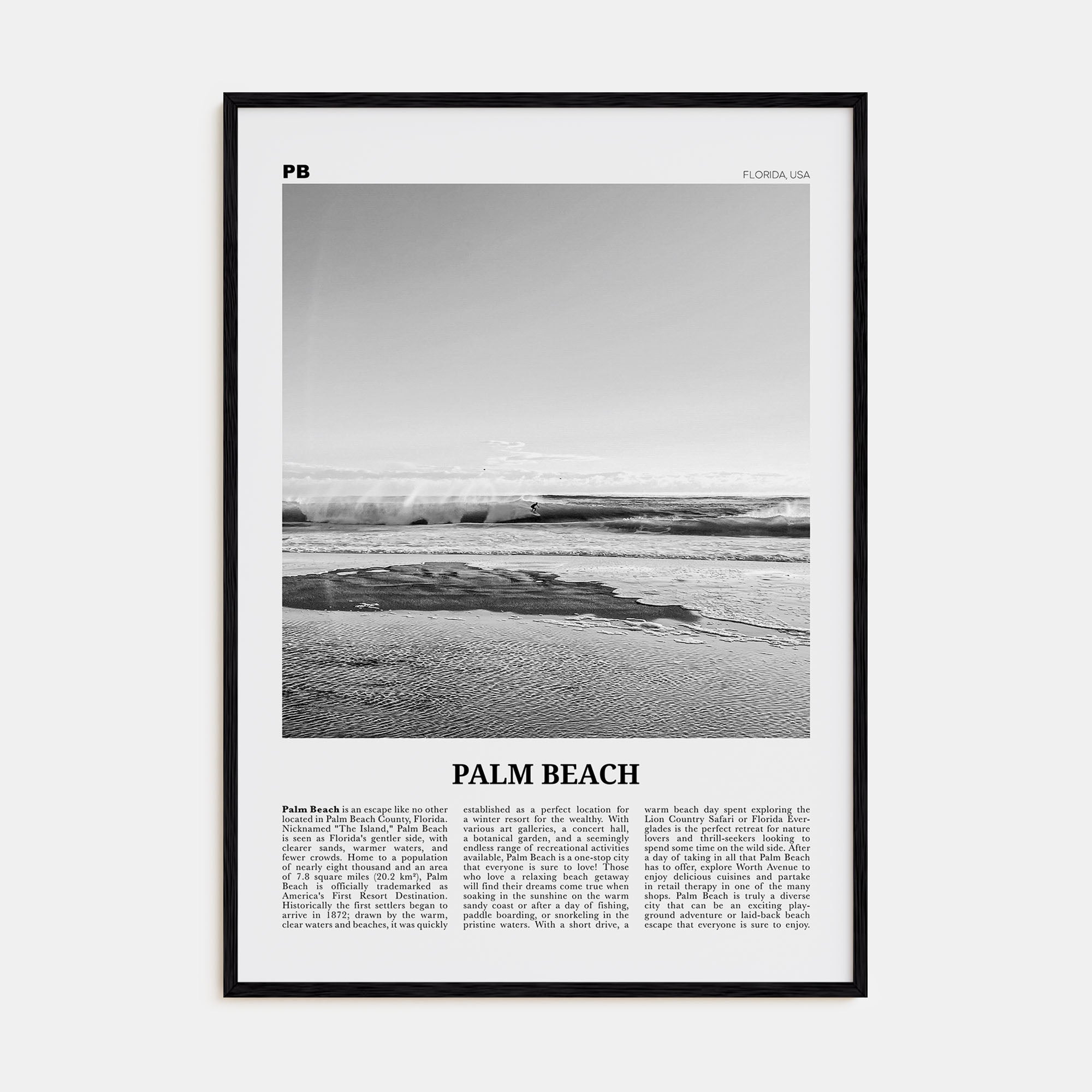 Palm Beach, Florida Travel B&W Poster