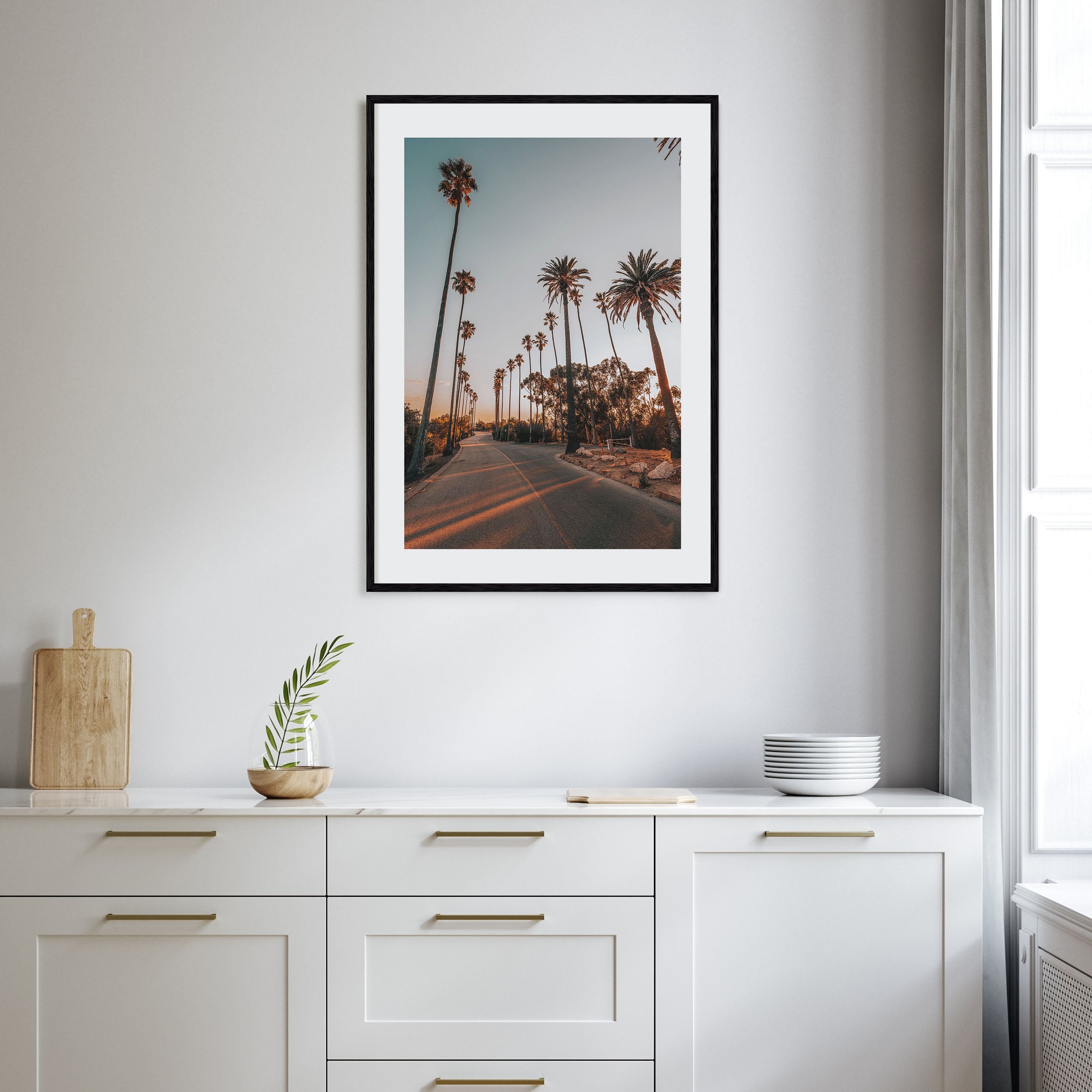 Palm Trees on Road Photo Color Poster