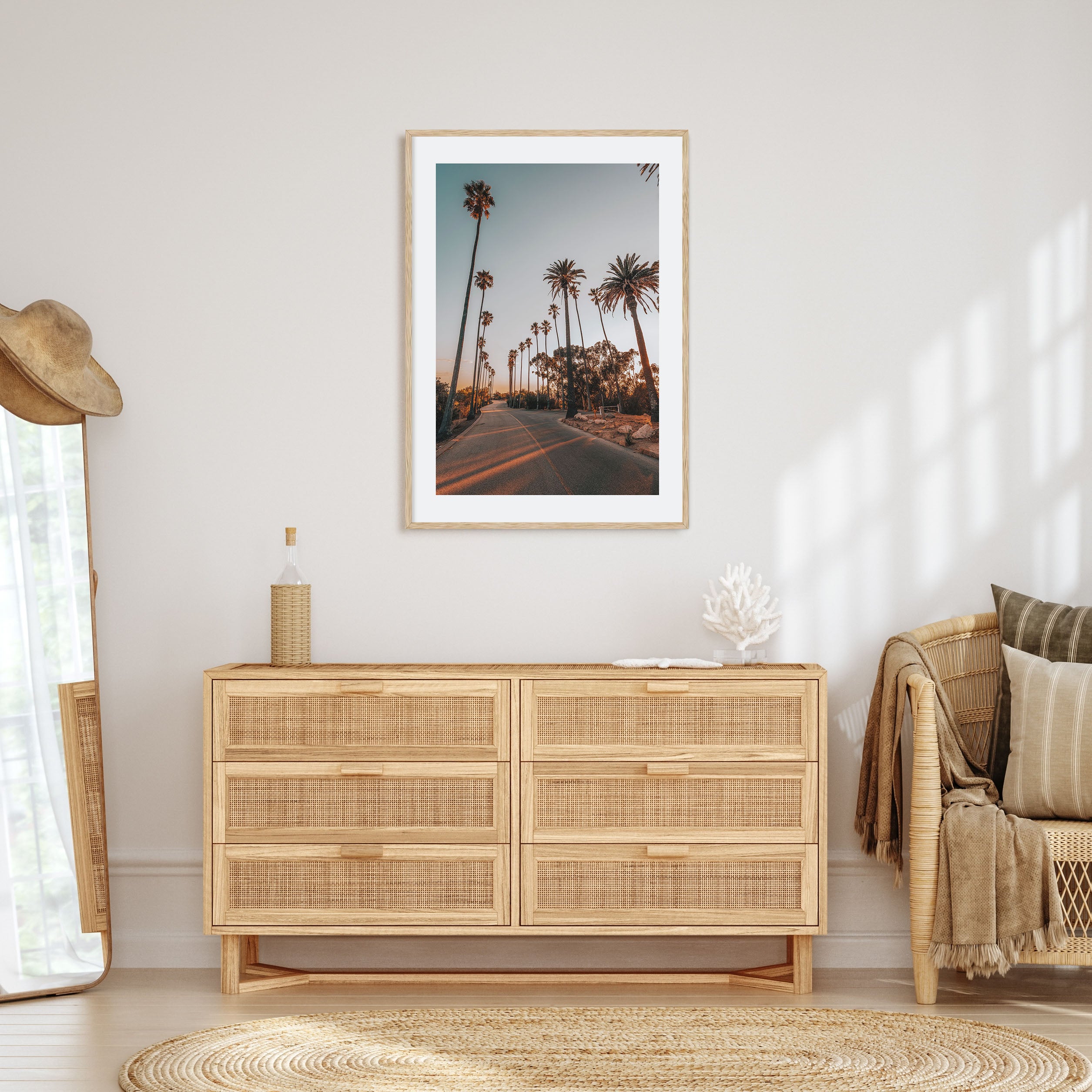 Palm Trees on Road Photo Color Poster