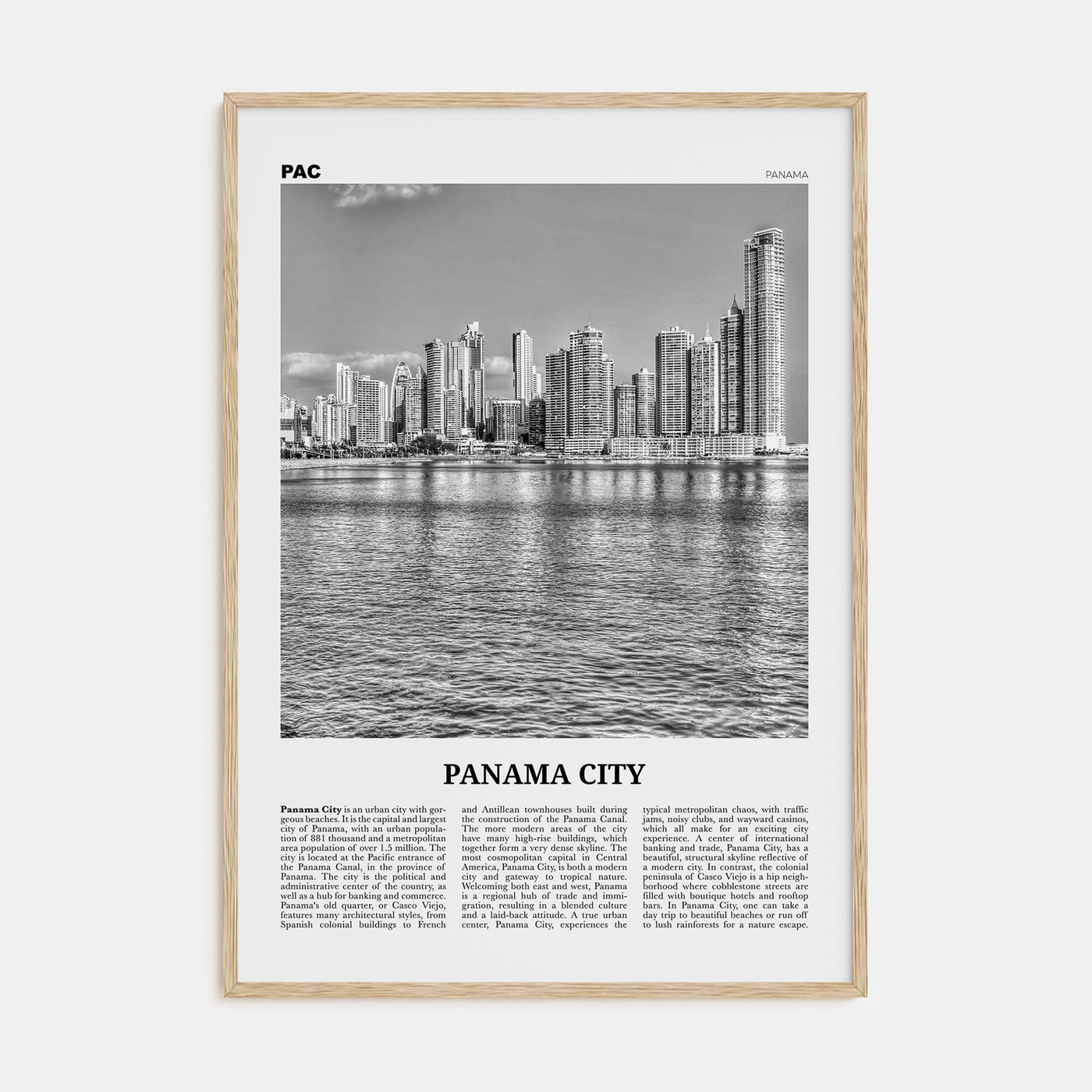 Panama City, Panama Travel B&W No 1 Poster
