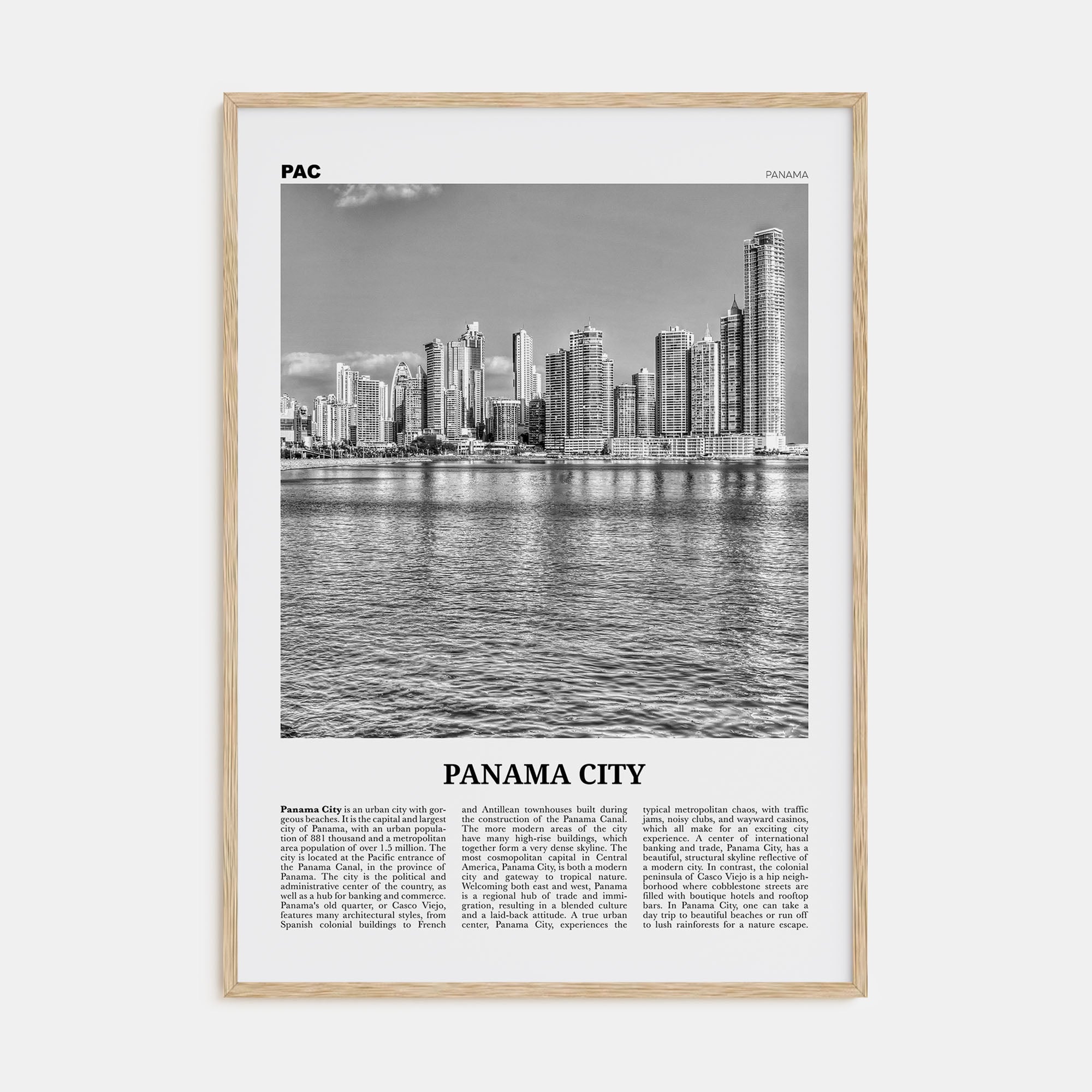 Panama City, Panama Travel B&W No 1 Poster