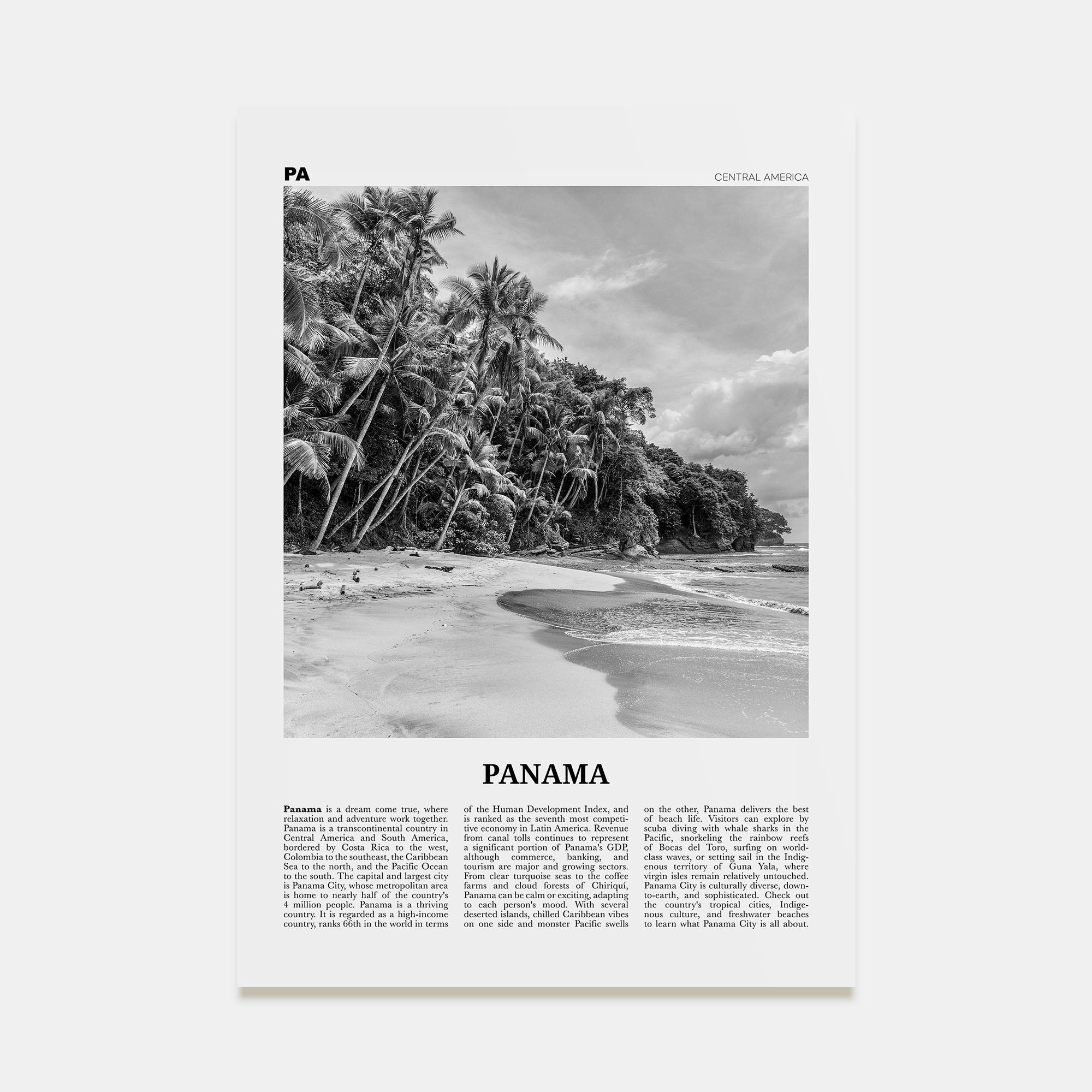 Panama Travel B&W No 1 Poster
