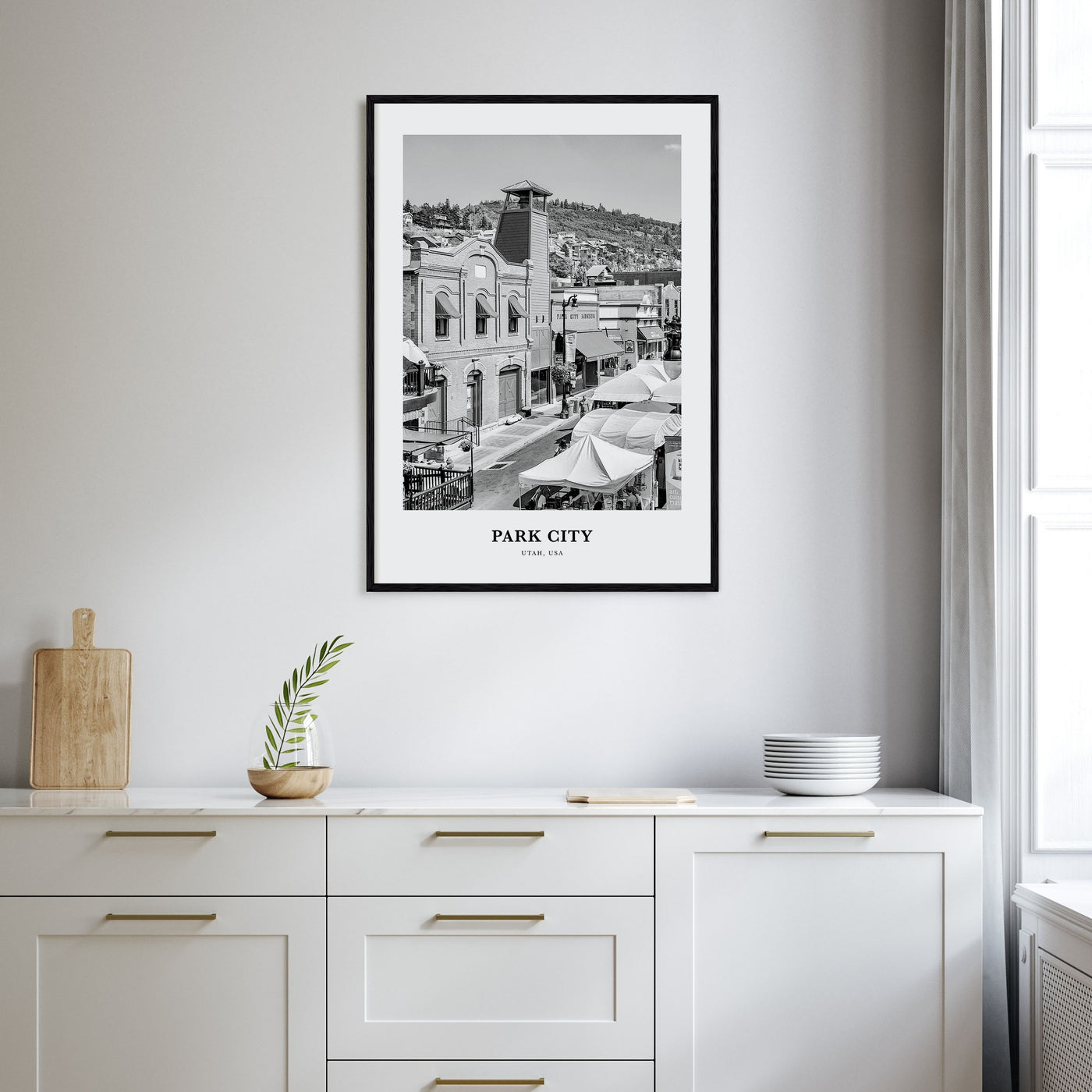 Park City Portrait B&W Poster