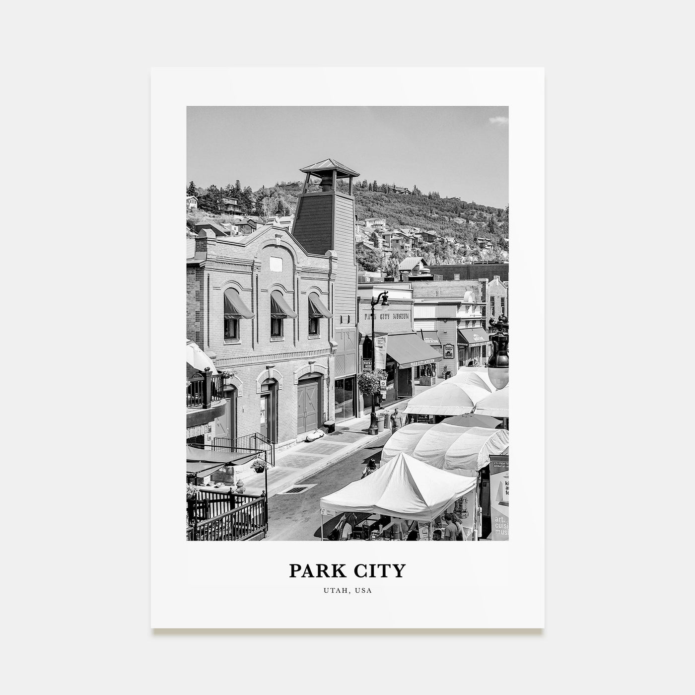 Park City Portrait B&W Poster