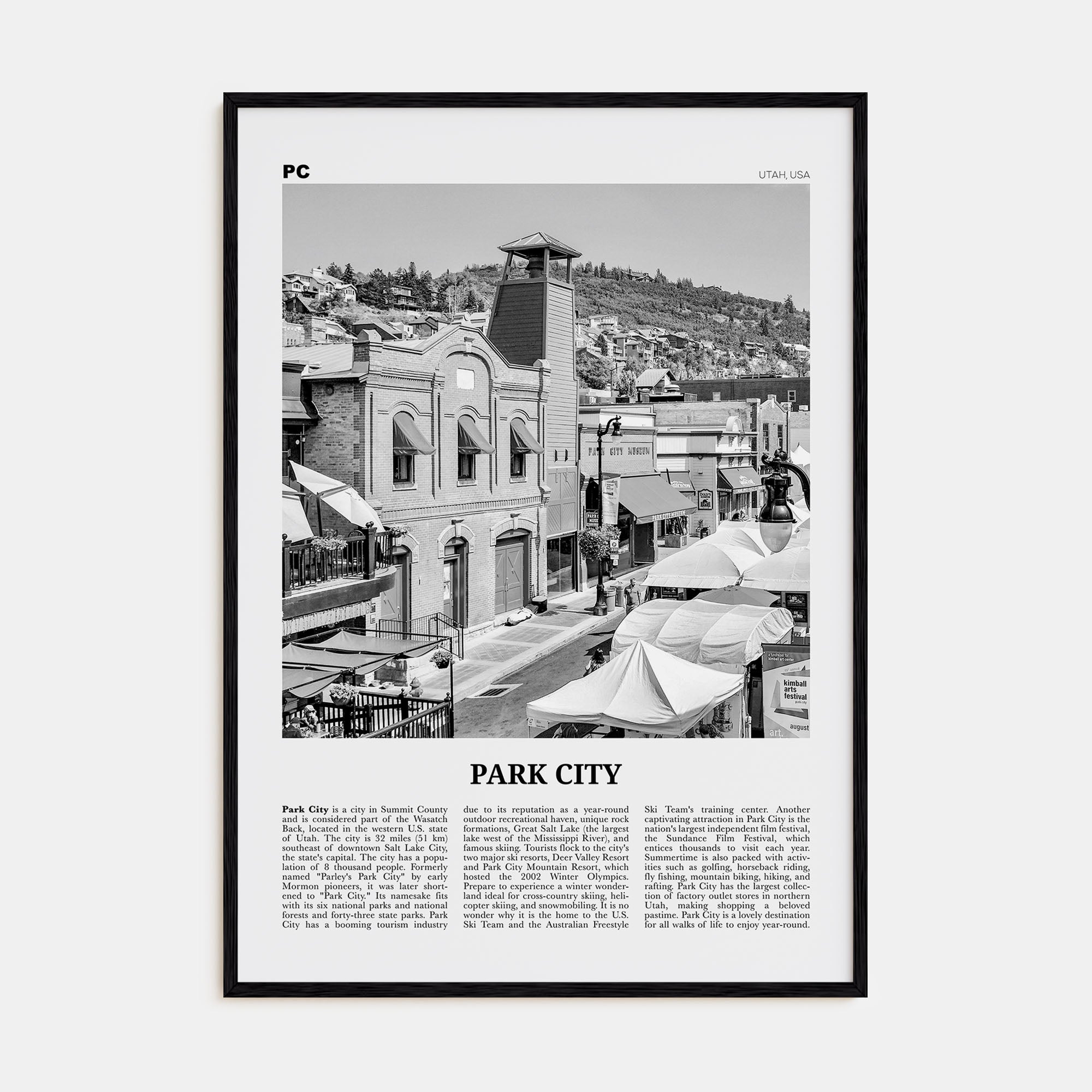 Park City Travel B&W Poster