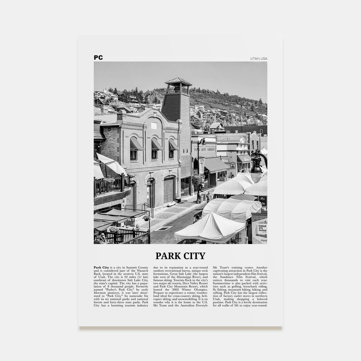 Park City Travel B&W Poster