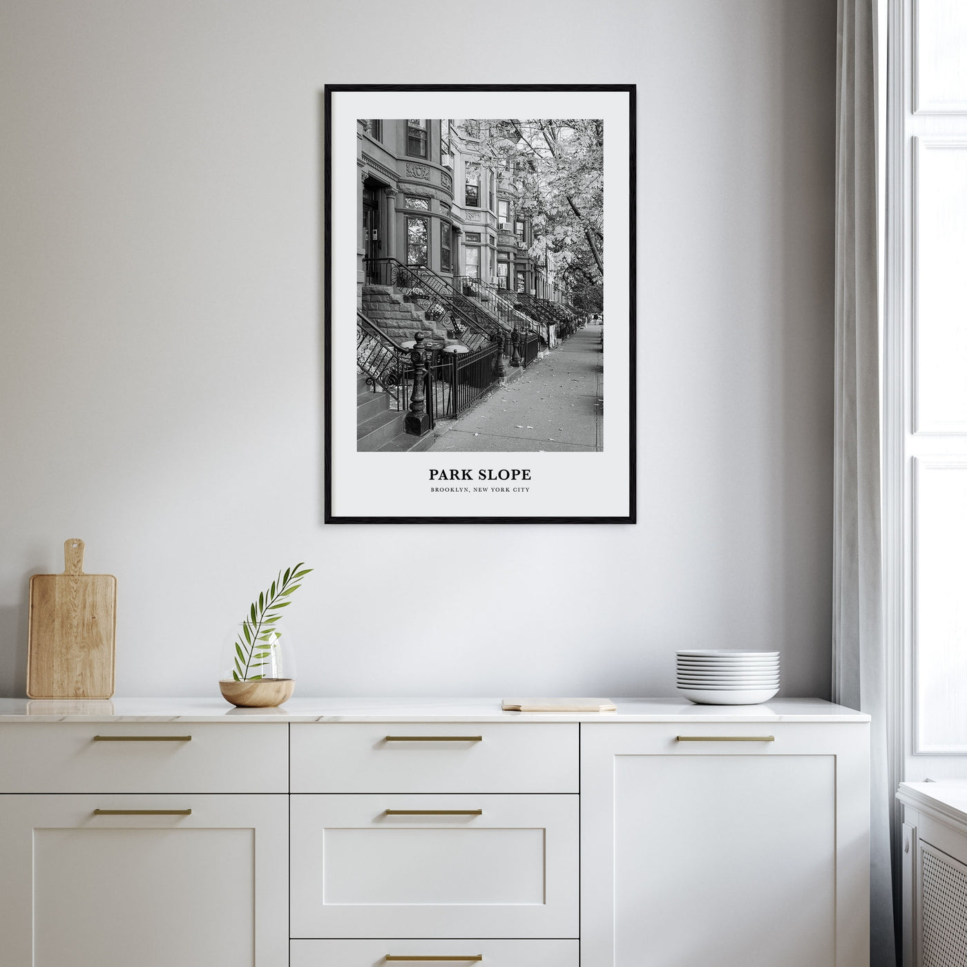 Park Slope Portrait B&W Poster