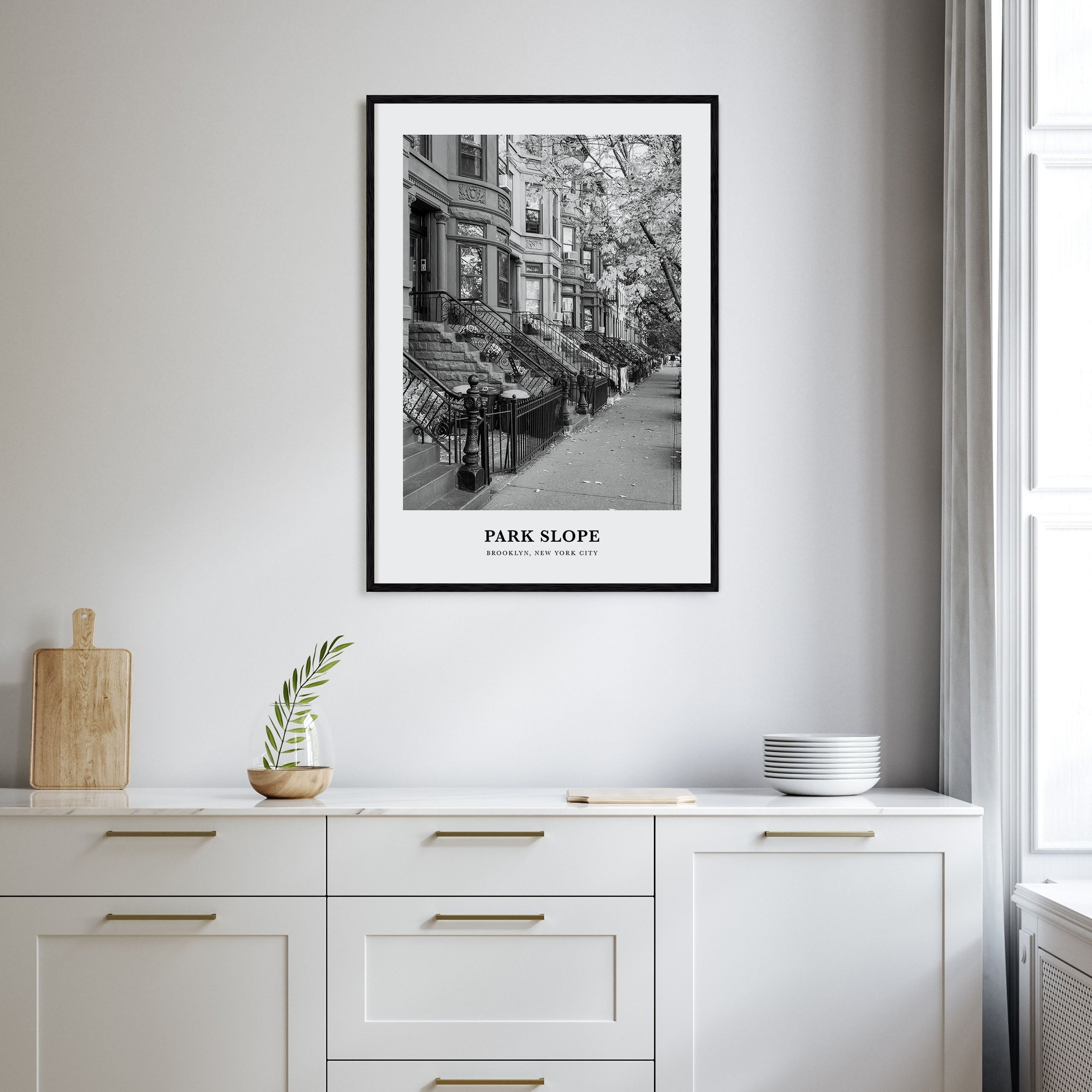 Park Slope Portrait B&W Poster