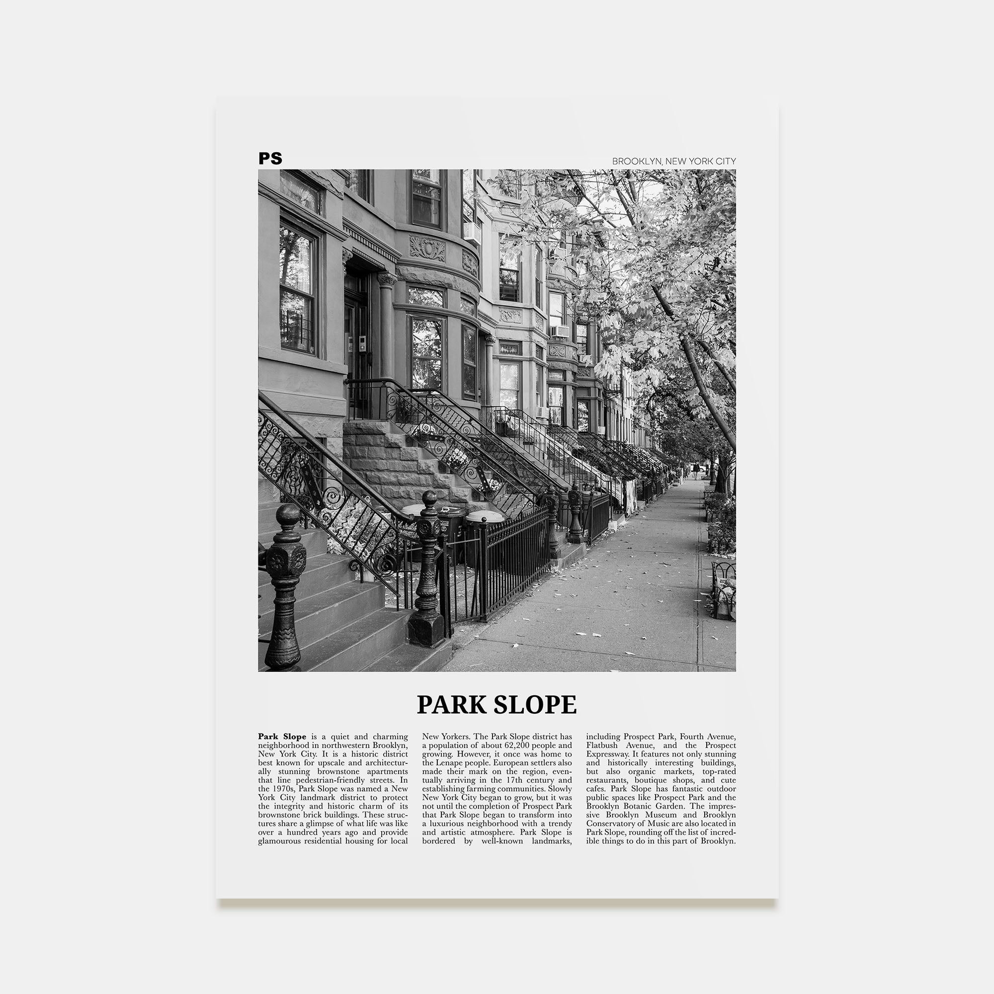 Park Slope Travel B&W Poster