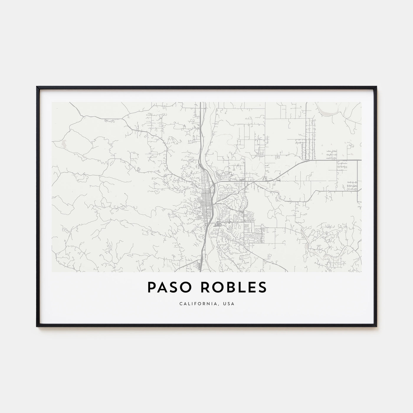 Paso Robles Map Landscape Poster