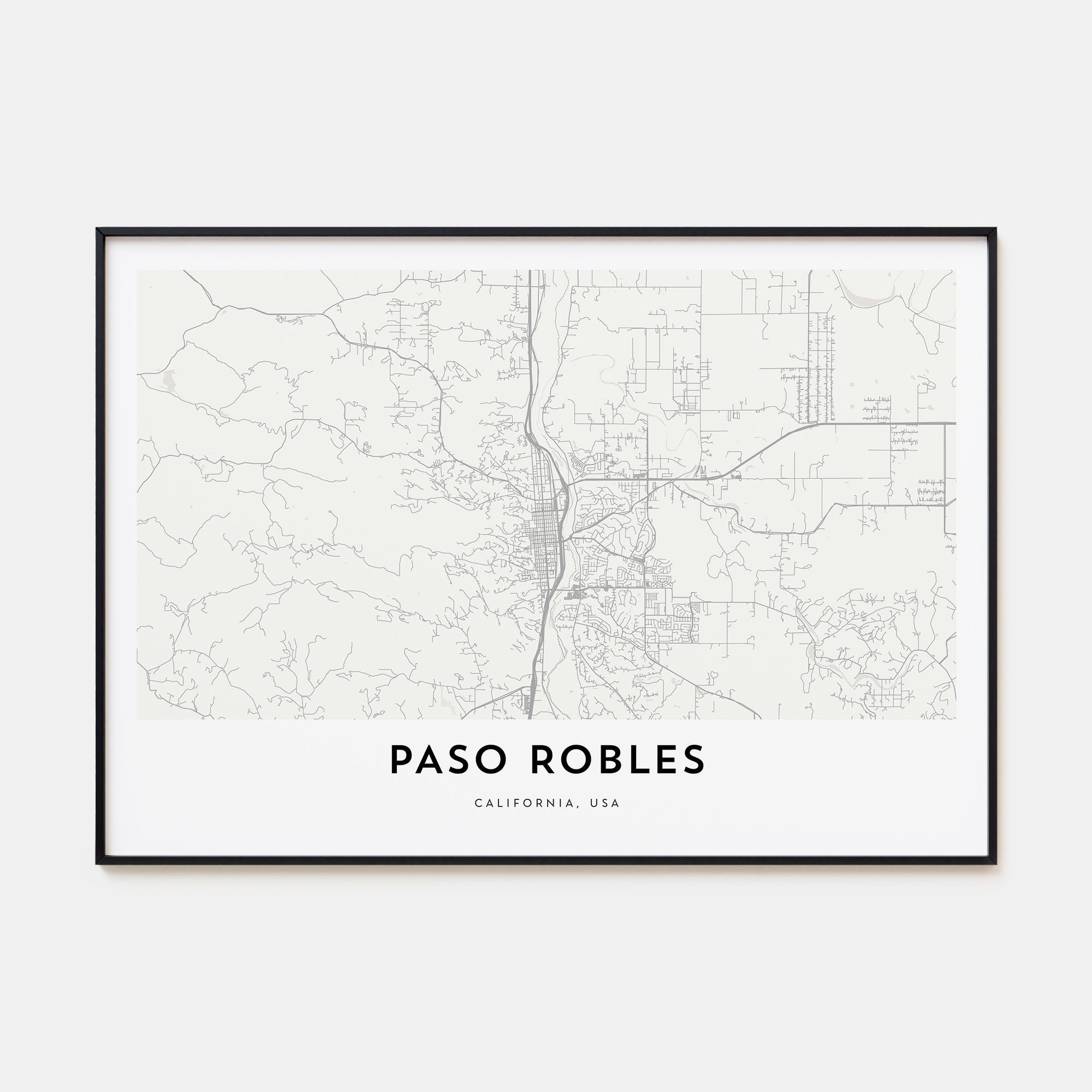Paso Robles Map Landscape Poster