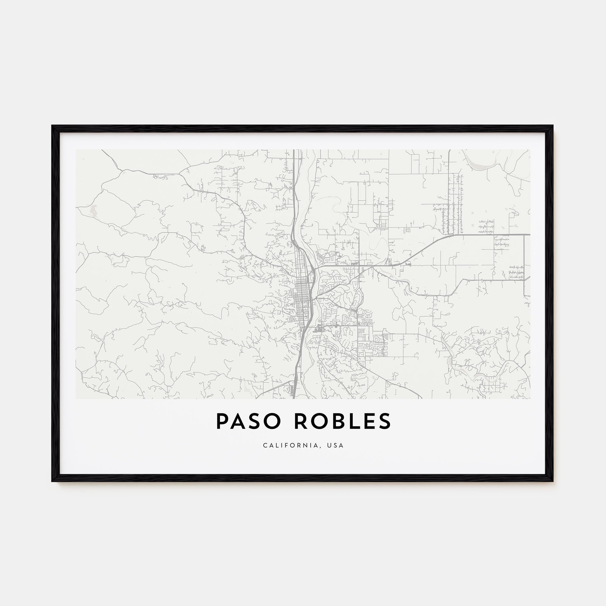 Paso Robles Map Landscape Poster