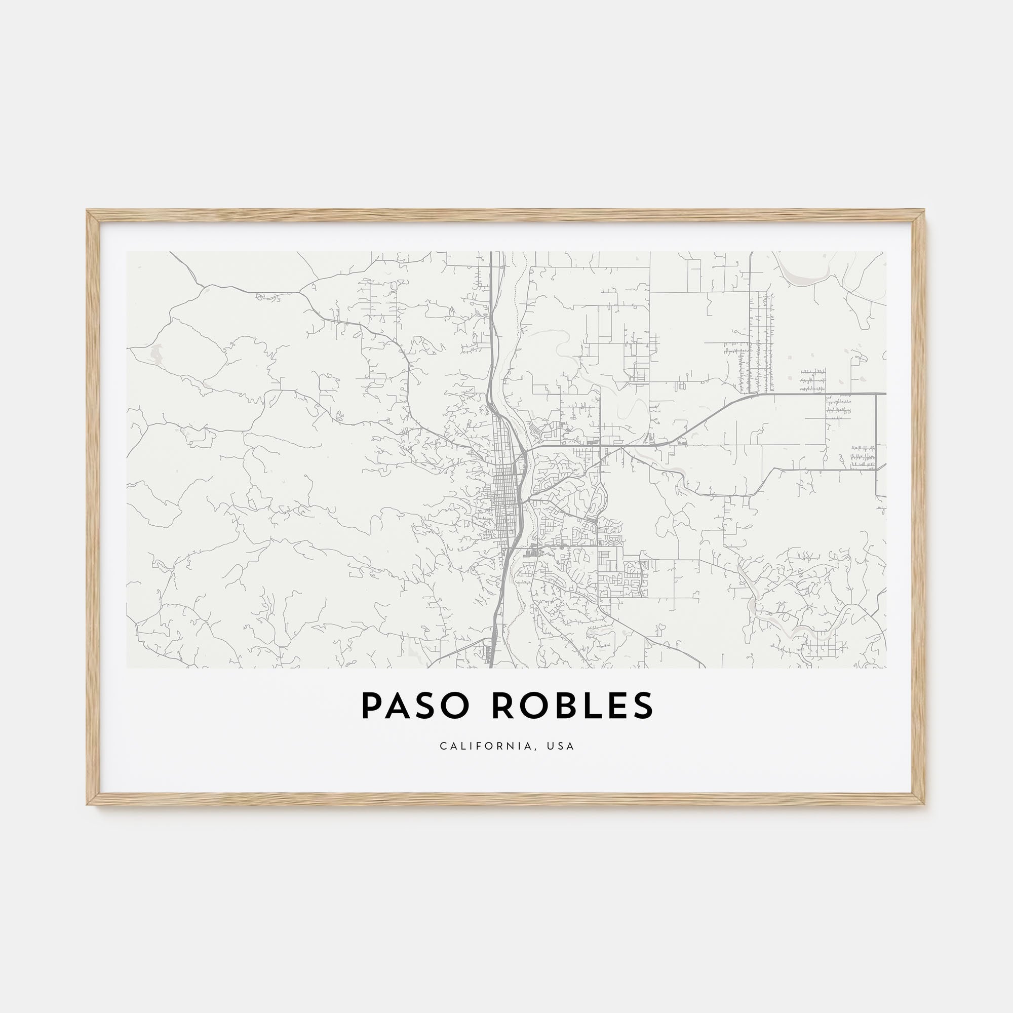 Paso Robles Map Landscape Poster