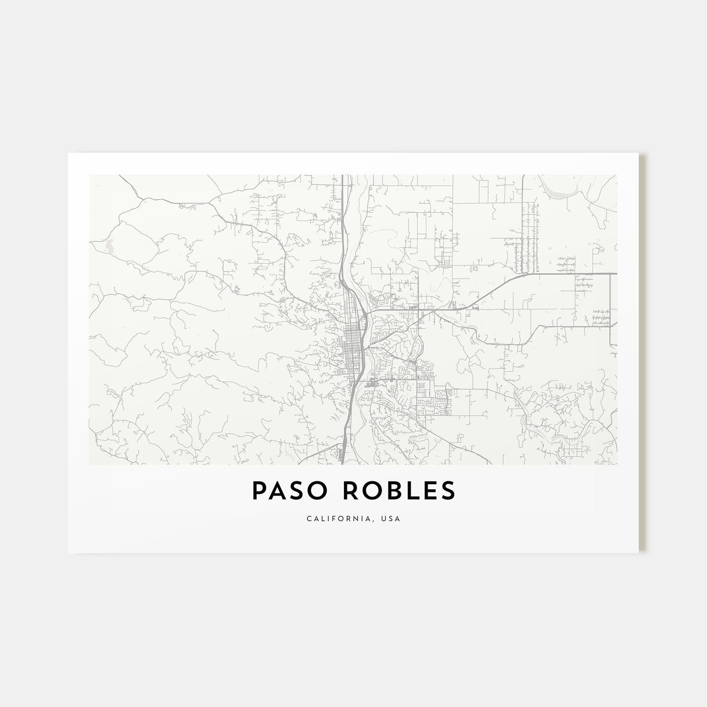 Paso Robles Map Landscape Poster
