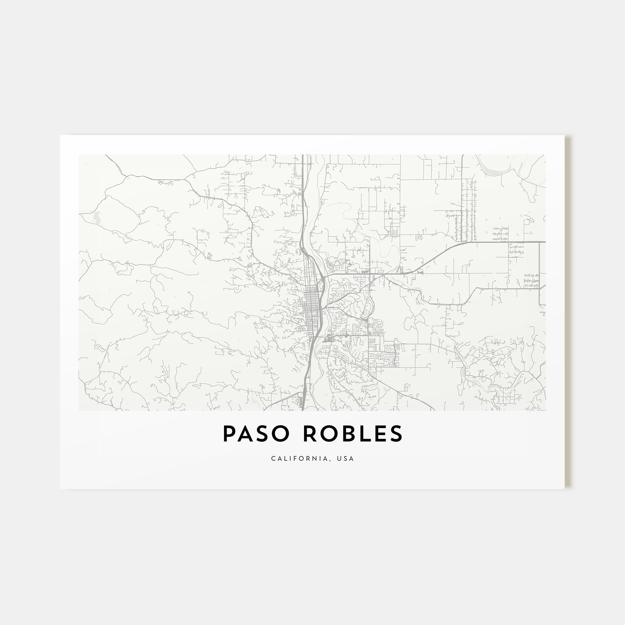 Paso Robles Map Landscape Poster