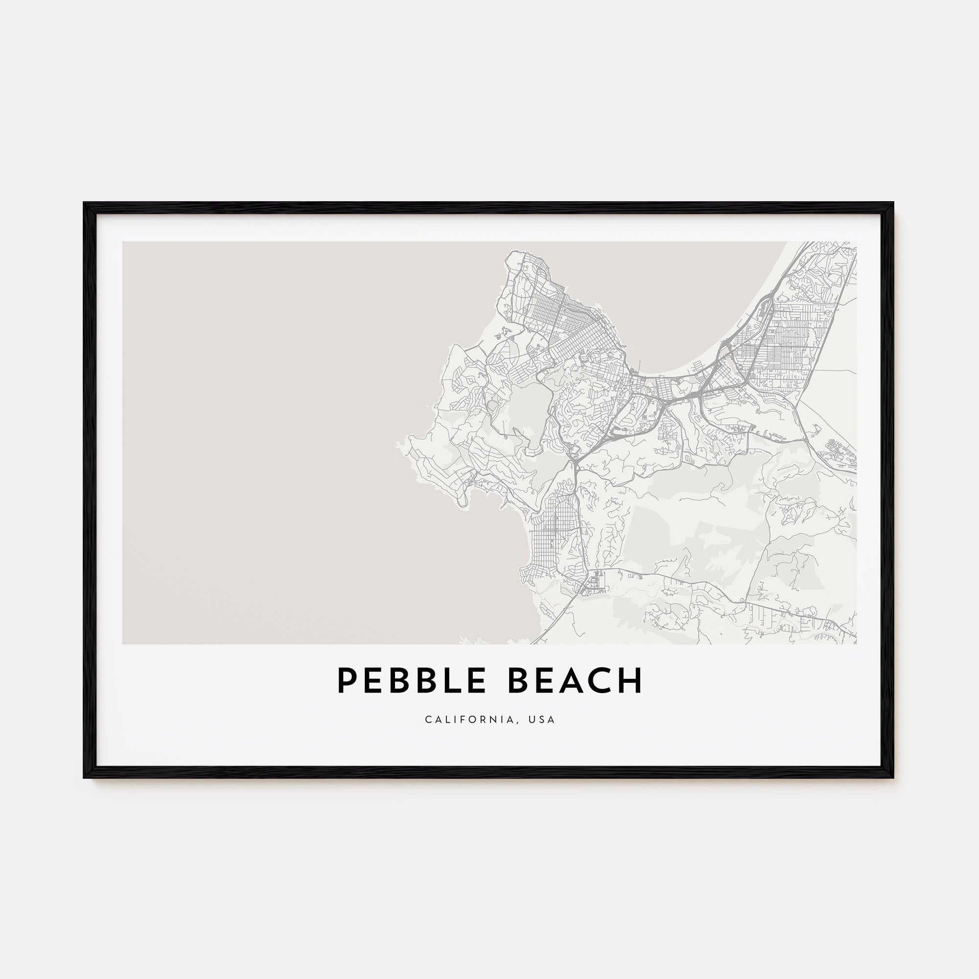 Pebble Beach Map Landscape Poster