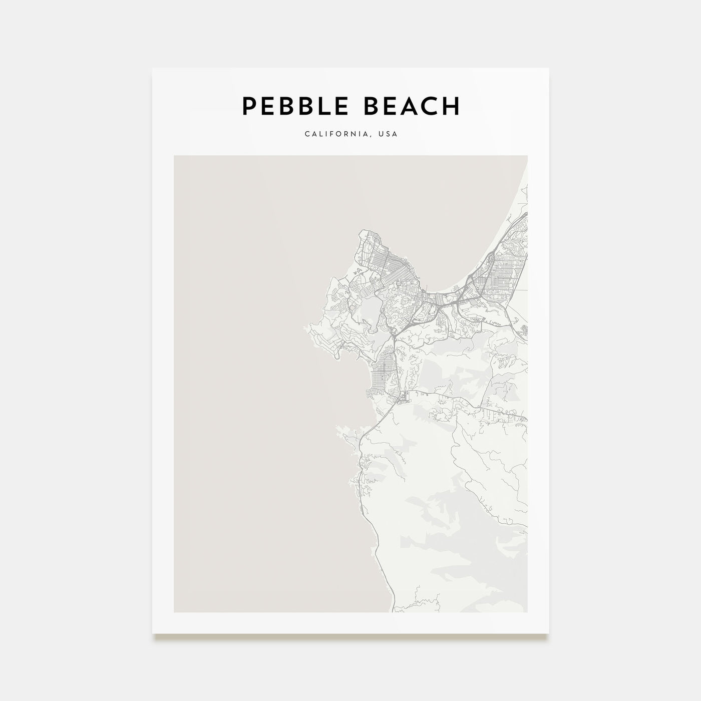 Pebble Beach Map Portrait Poster