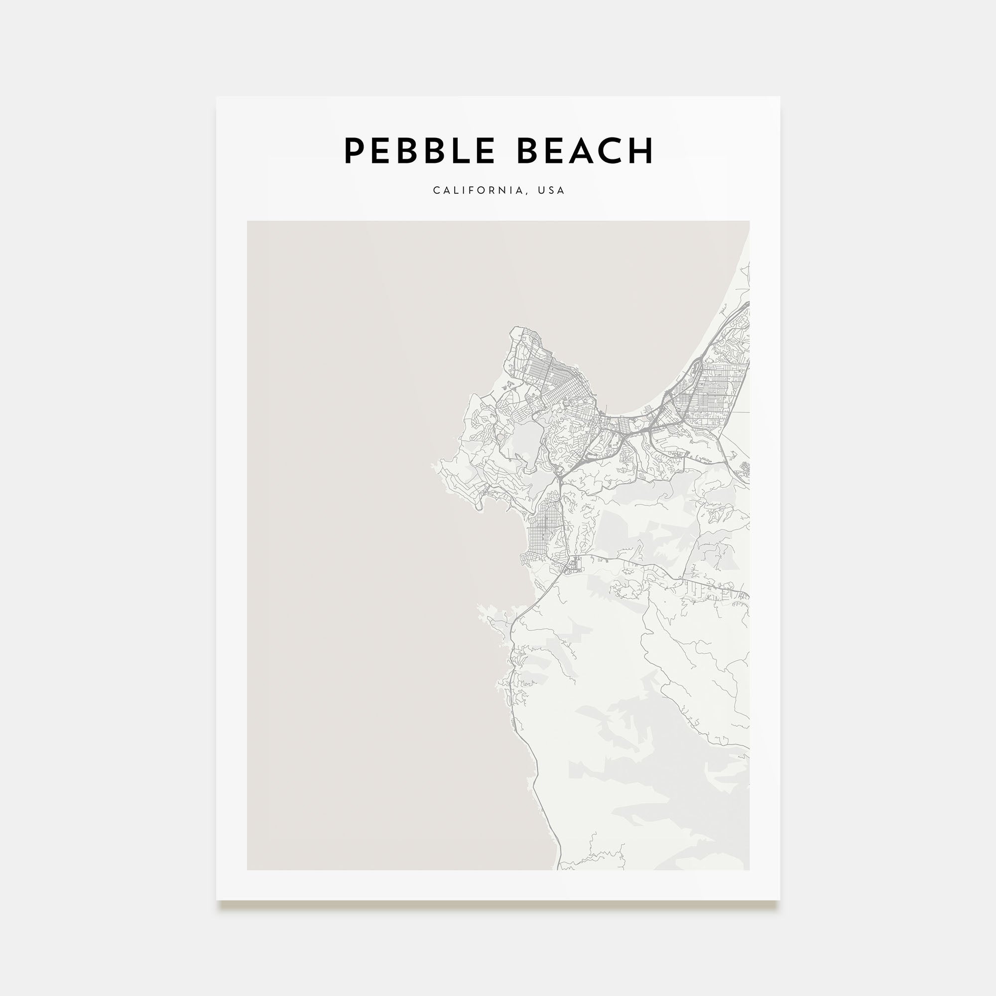 Pebble Beach Map Portrait Poster