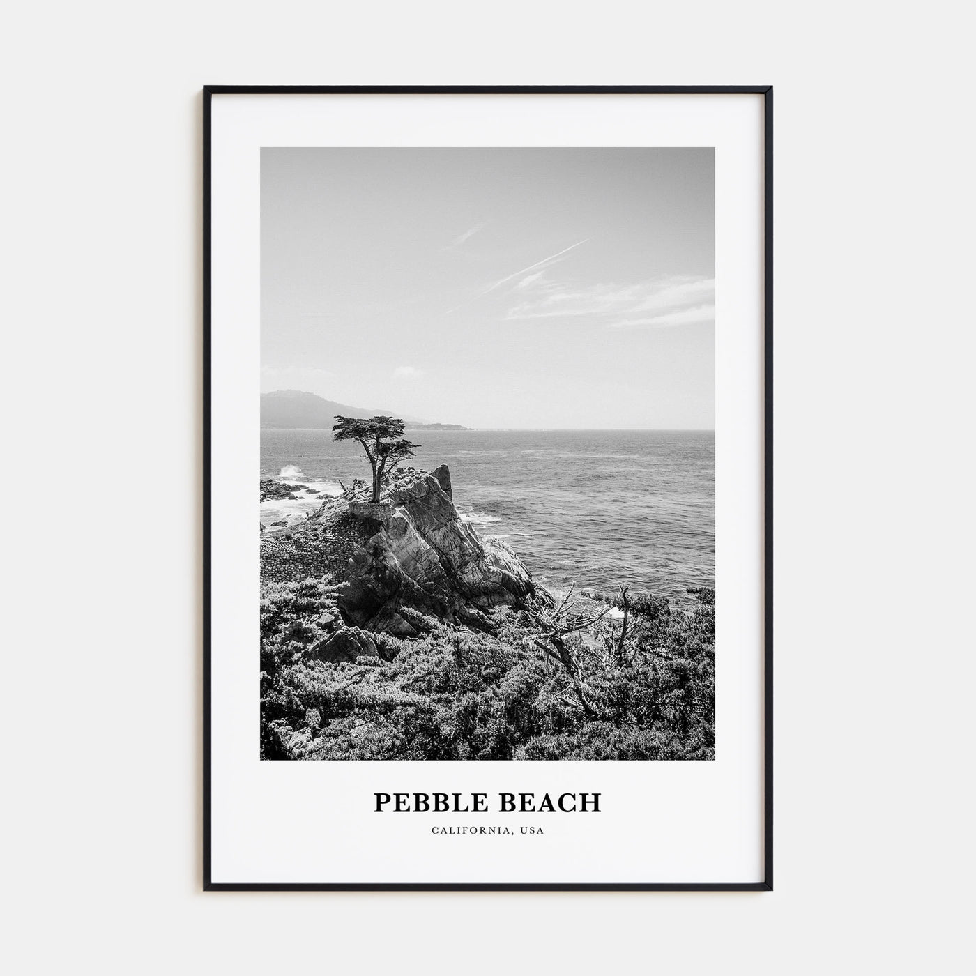 Pebble Beach Portrait B&W Poster