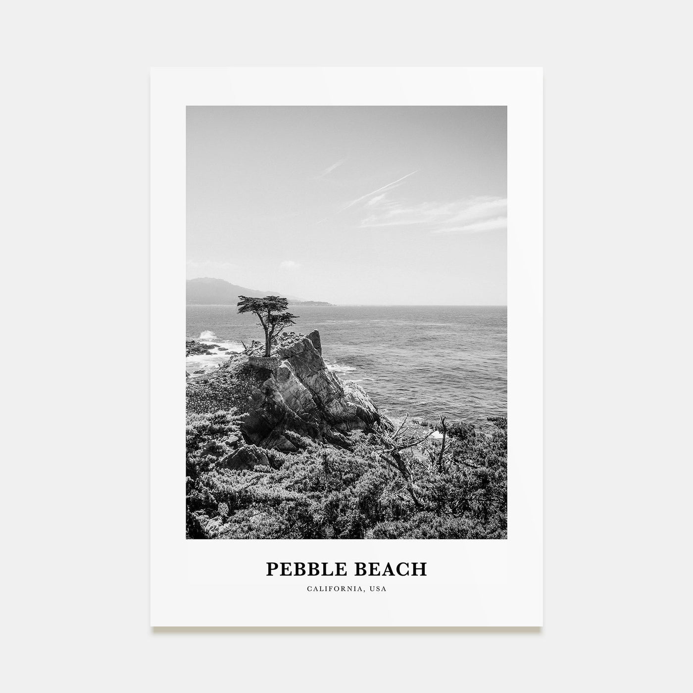 Pebble Beach Portrait B&W Poster