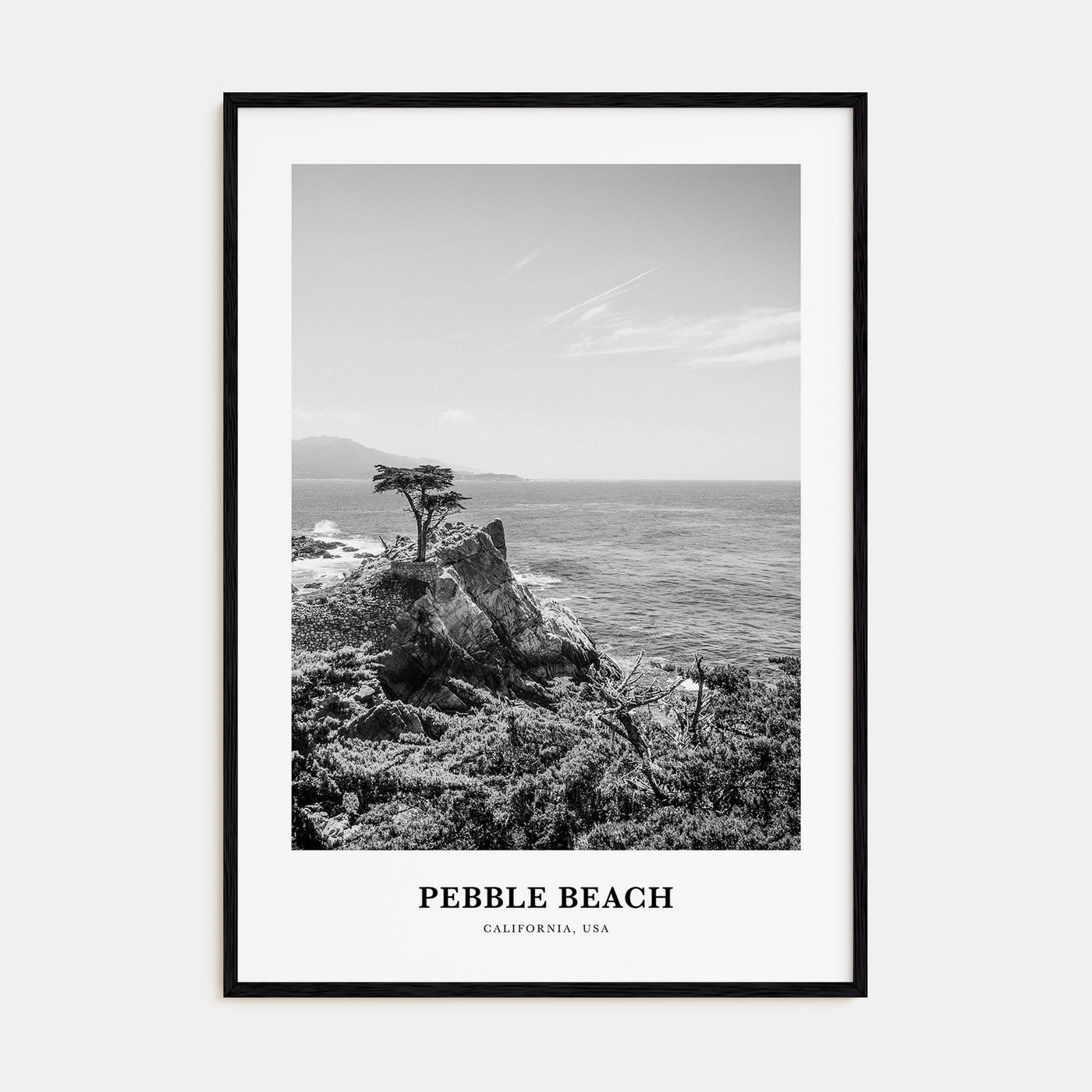 Pebble Beach Portrait B&W Poster