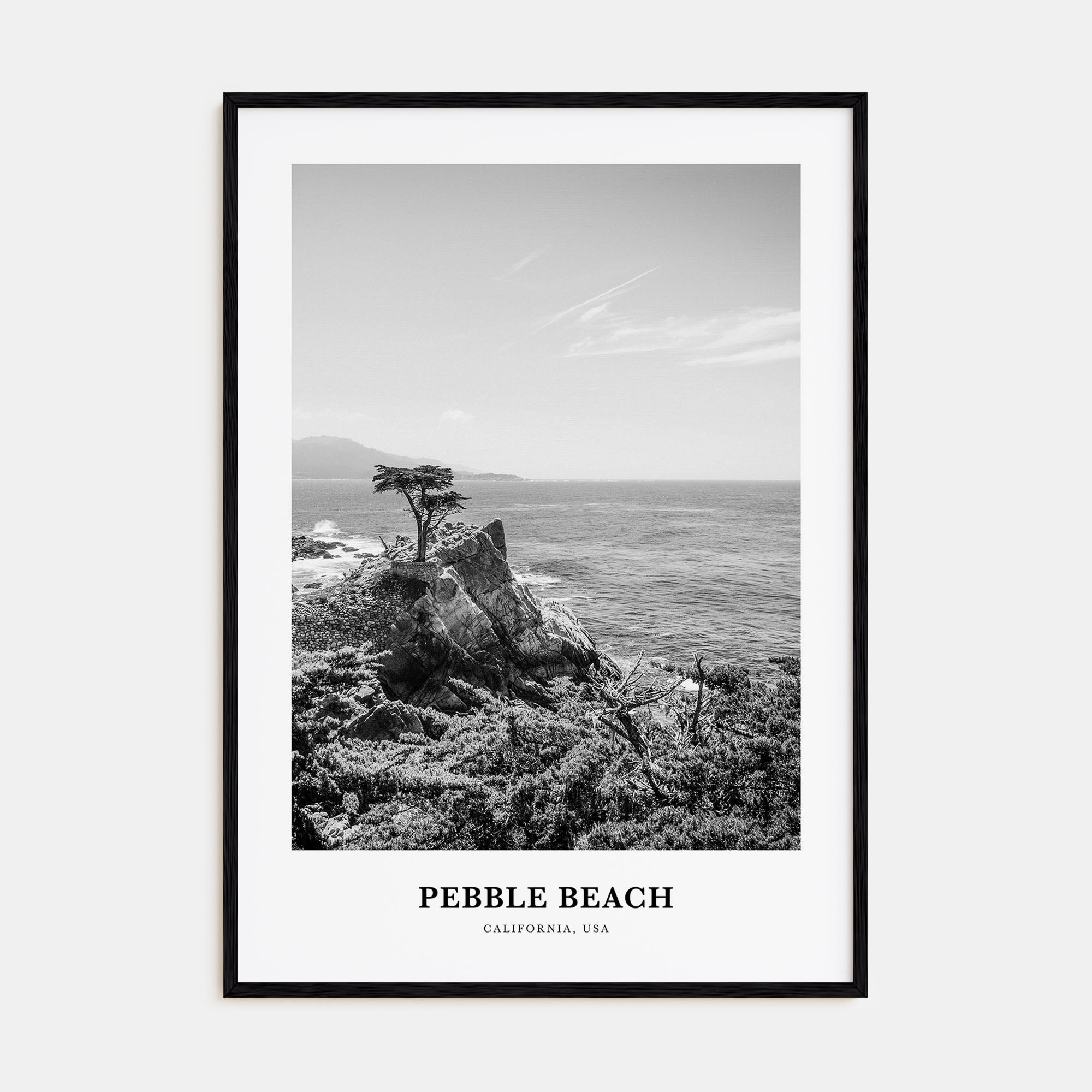 Pebble Beach Portrait B&W Poster