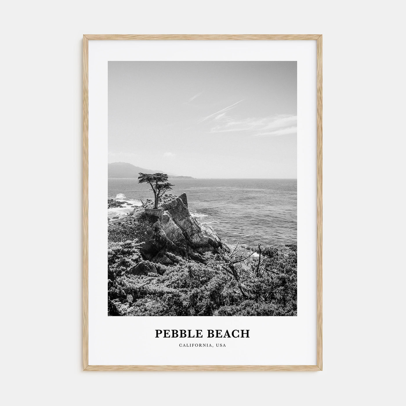 Pebble Beach Portrait B&W Poster