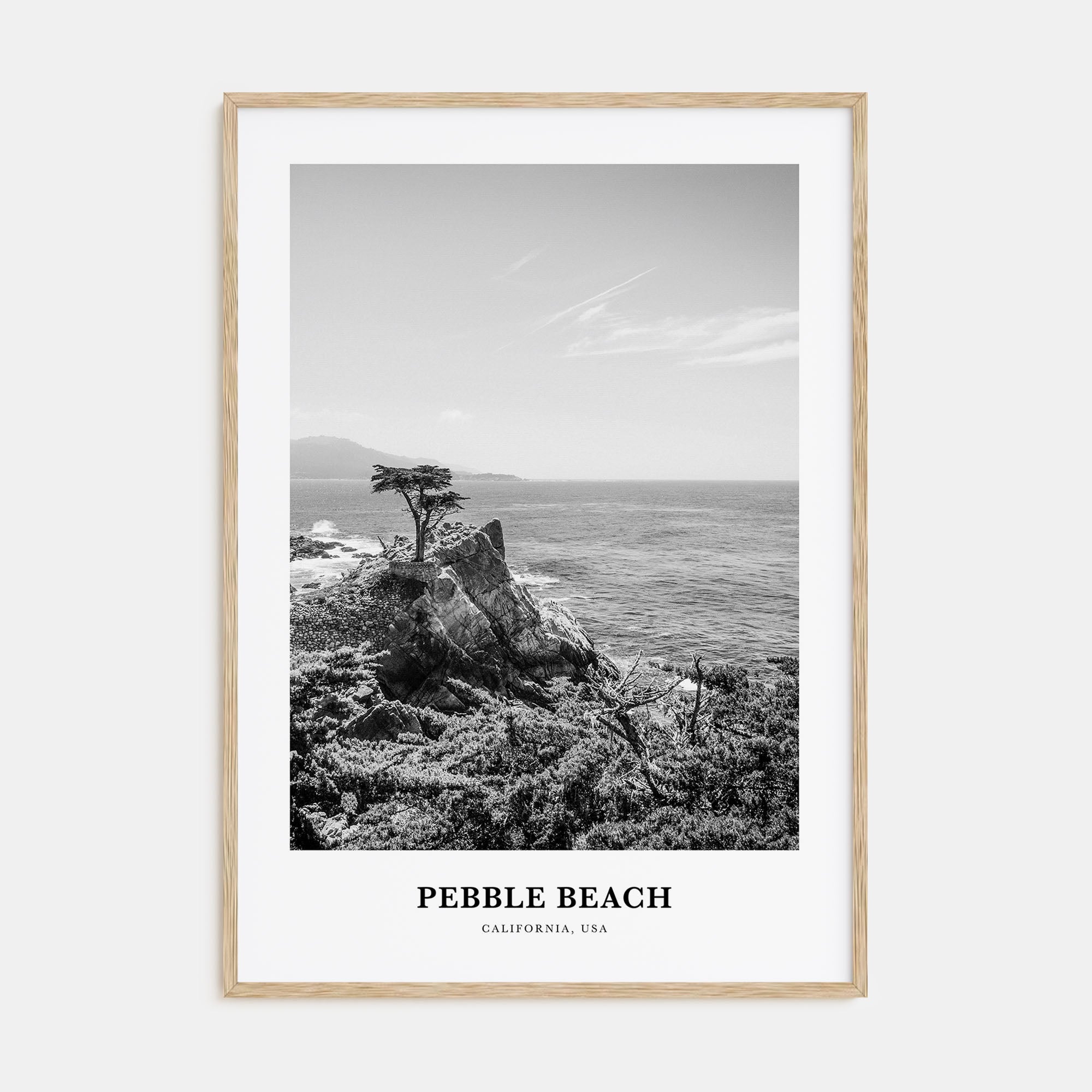 Pebble Beach Portrait B&W Poster