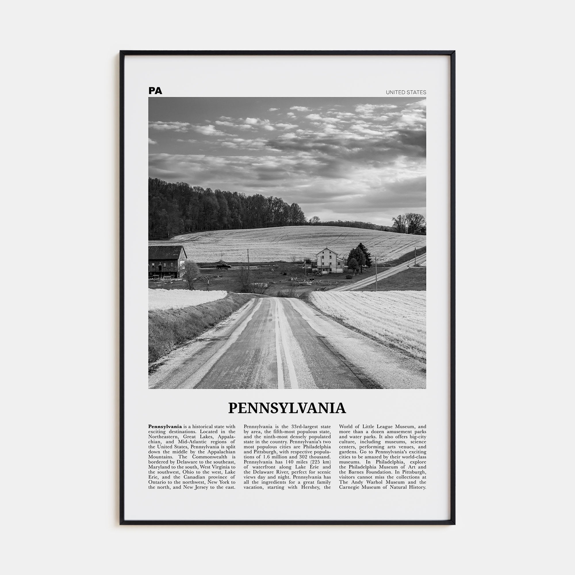 Pennsylvania Travel B&W No 1 Poster